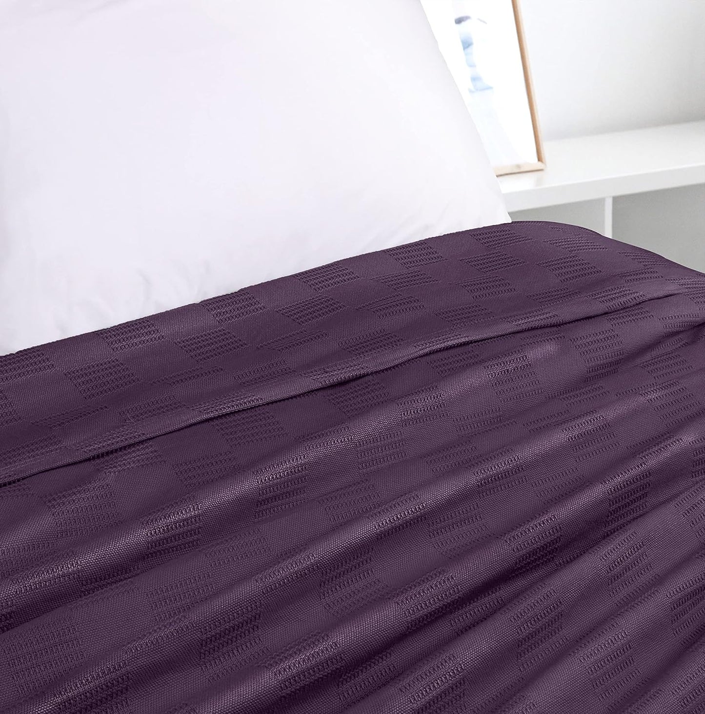 Utopia Bedding Plum 100% Cotton Blanket [Twin Size - 90x72 Inch] 350GSM Lightweight, Soft and Breathable Thermal Blanket for All Seasons