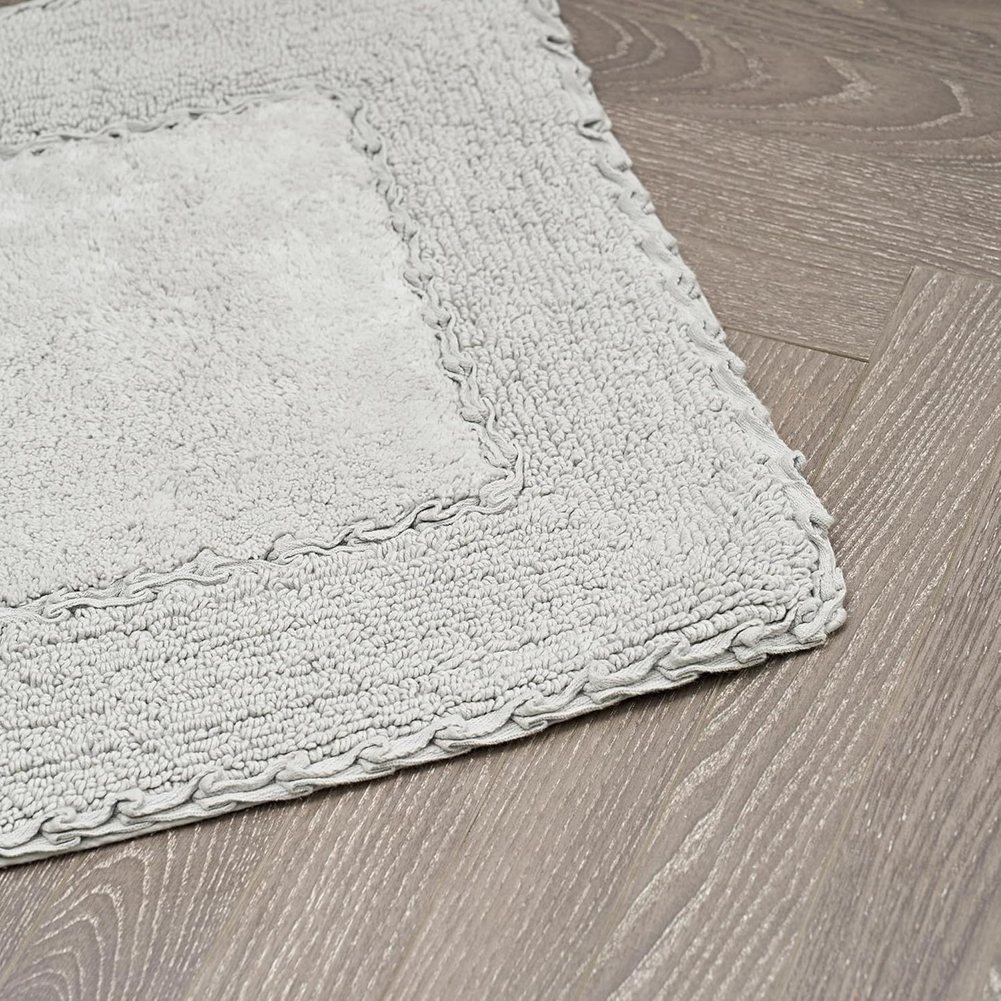 Laura Ashley Ruffle Border 100% Cotton Bath Rug, Light Grey, 17"x 24"