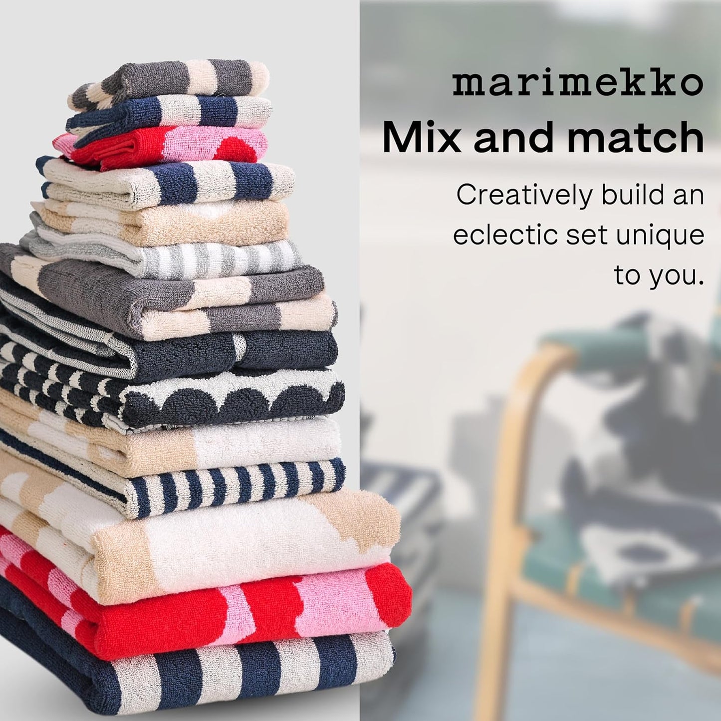 MARIMEKKO Unikko Terry Cotton Guest Towel (Red) – Floral Patterned Guest Towels – 20 in x 12 in
