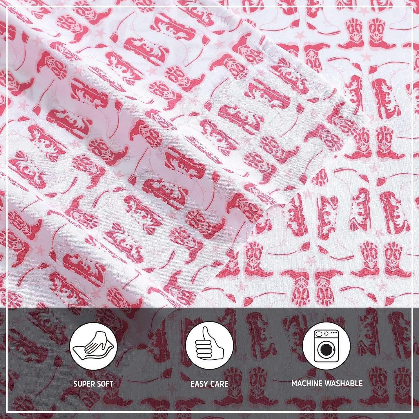 Wrangler - Twin Bed Sheets, Ultra-Soft & Lightweight Bedding with Matching Pillowcase, Lightweight Bed Set for All Season Comfort, Oeko-Tex Certified (Knockin Boots Pink)