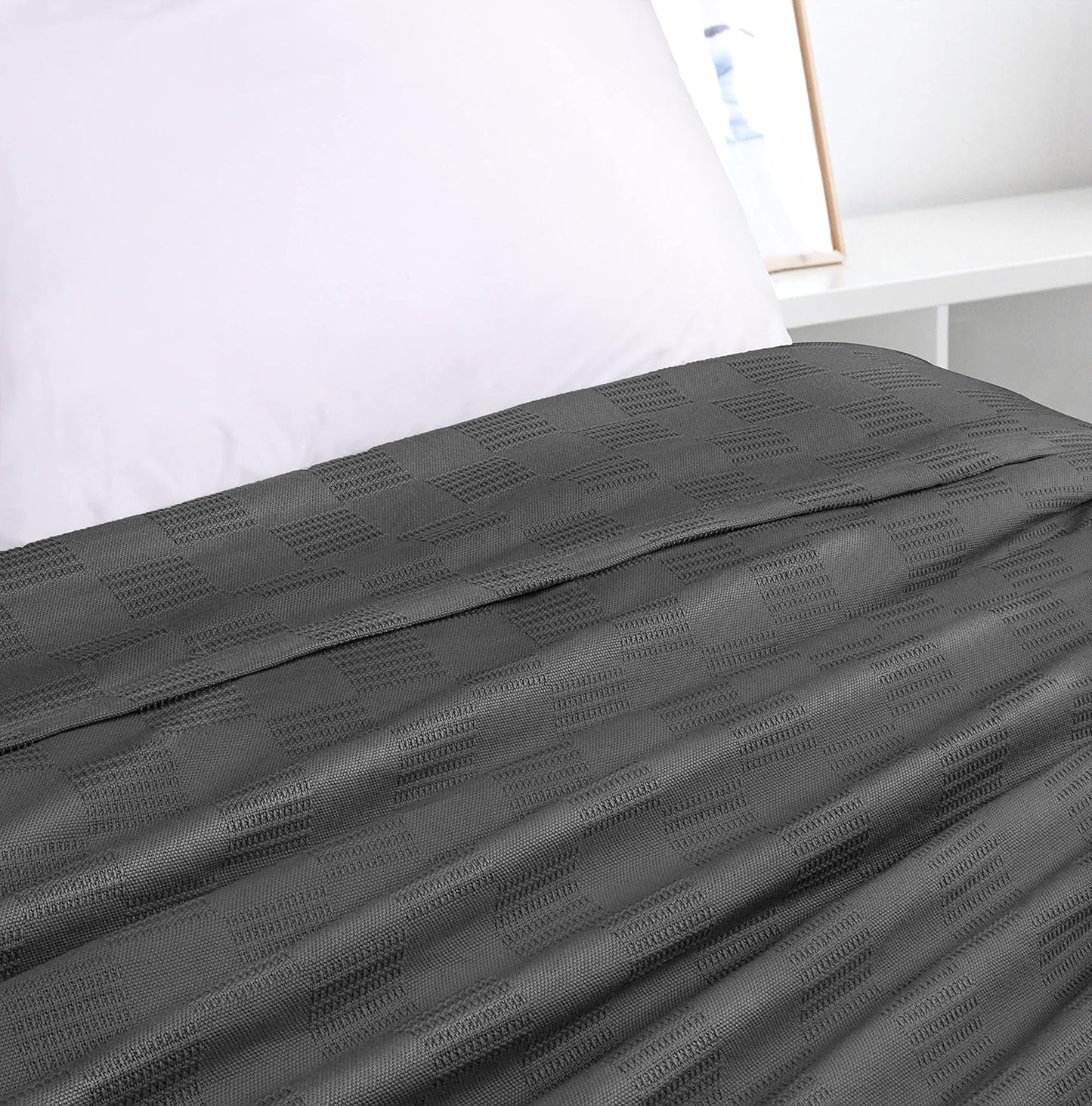 Utopia Bedding Smoke Gray 100% Cotton Blanket [King Size - 90x108 Inch] 350GSM Lightweight, Soft and Breathable Thermal Blanket for All Seasons