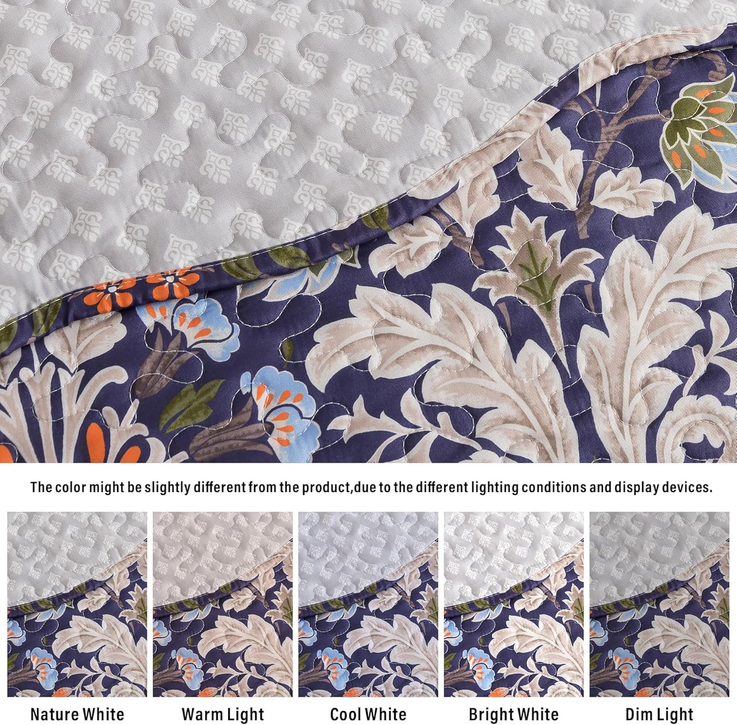 HoneiLife Quilt Set Queen Size - Microfiber Bedspreads for Queen Bed, Reversible Coverlet Lightweight Bedcover Quilt Bedding Sets-Navy