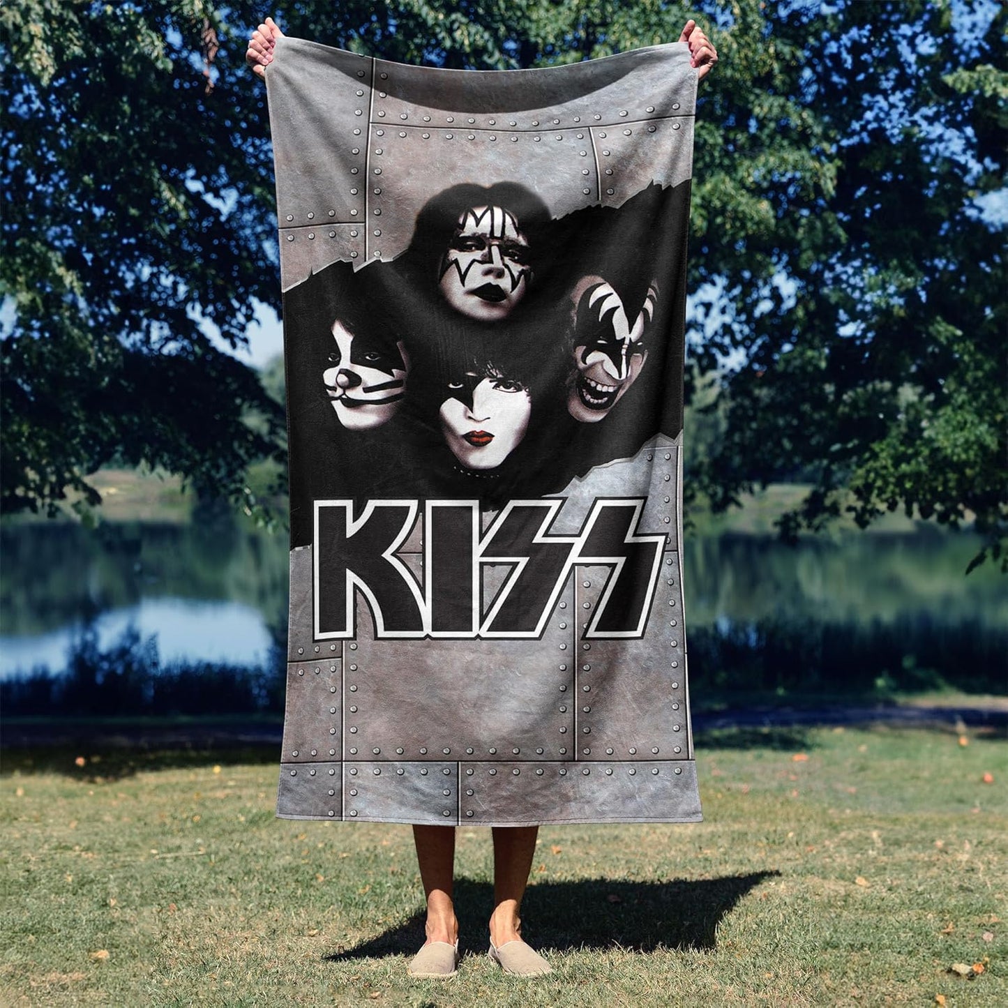 Northwest KISS Breakout Beach Towel, Rock and Roll Pool and Bath Towel, Soft and Absorbent, Quick Dry, 30 x 60 inches