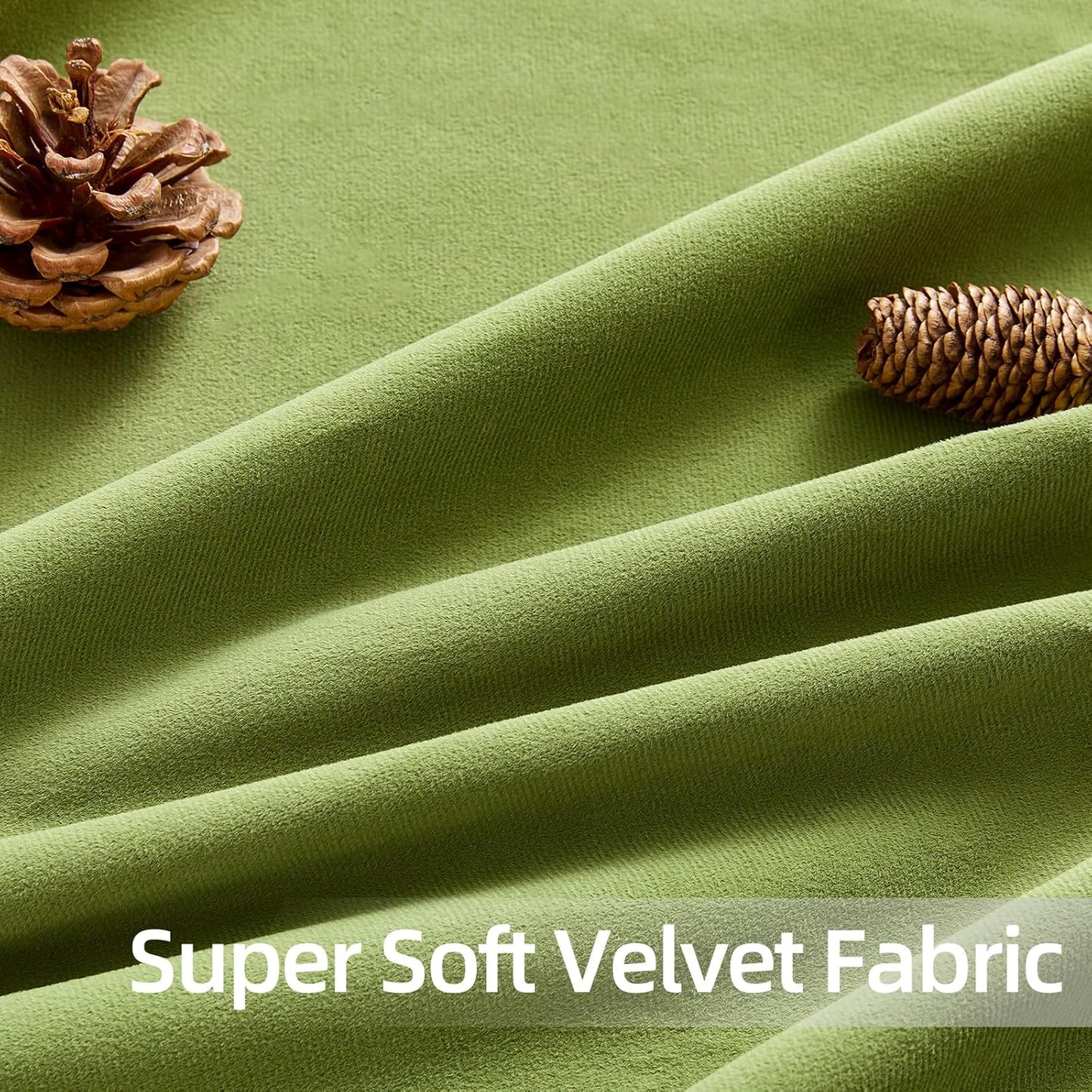 Joydeco Customized Curtains, 100% Blackout Curtains for Bedroom and Living Room, Heavy Duty Luxury Thermal Insulated Moss Green Velvet Curtains Rod Pocket & Back Tab 1 Panel, Custom Size