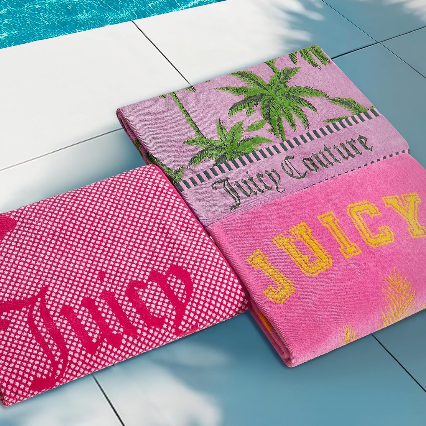 Juicy Couture Pink Flamingo 36" x 72" 100% Cotton Oversized Beach Towel - Soft, Absorbent, and Quick-Drying, Perfect for Beach, Pool, or Travel