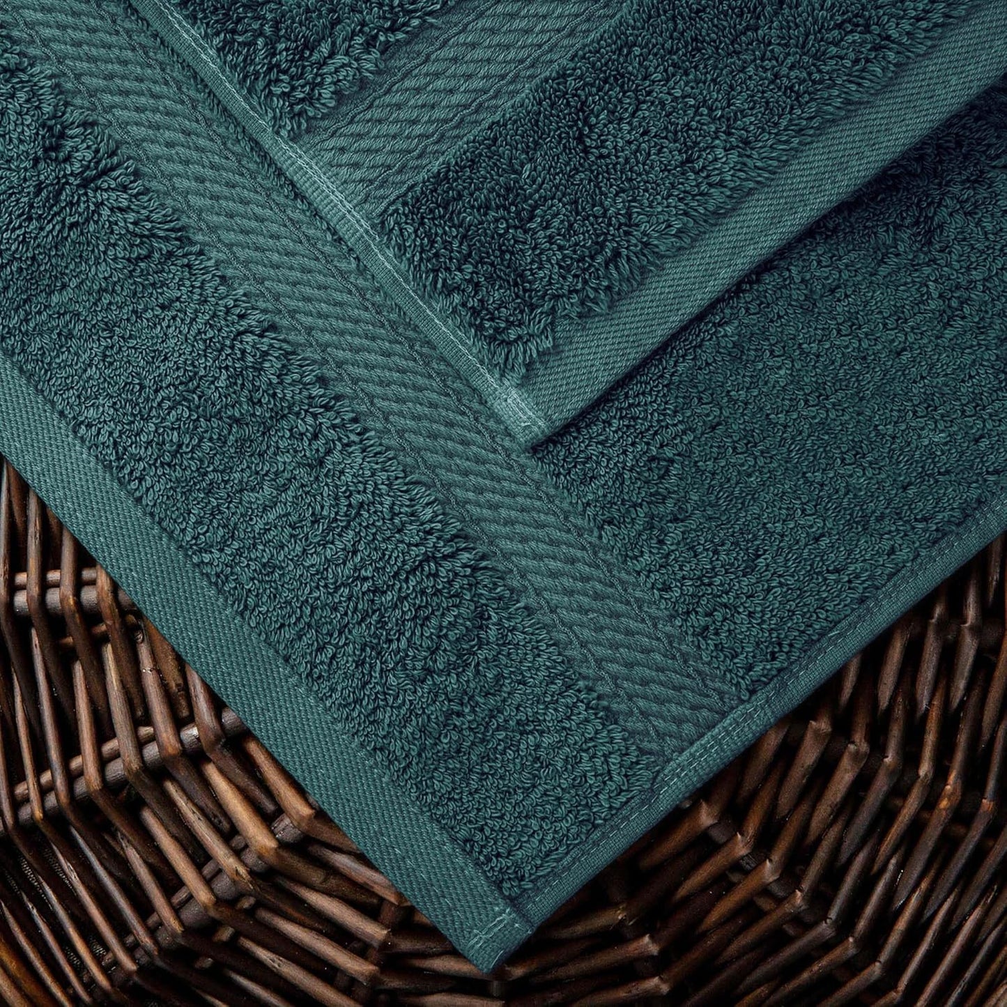 Superior Egyptian Cotton Pile 10 Piece Towel Set, Includes 2 Bath, 4 Hand, 4 Face Towels/Washcloths, Ultra Soft Luxury Towels, Thick Plush Essentials, Guest Bath, Spa, Hotel Bathroom, Teal