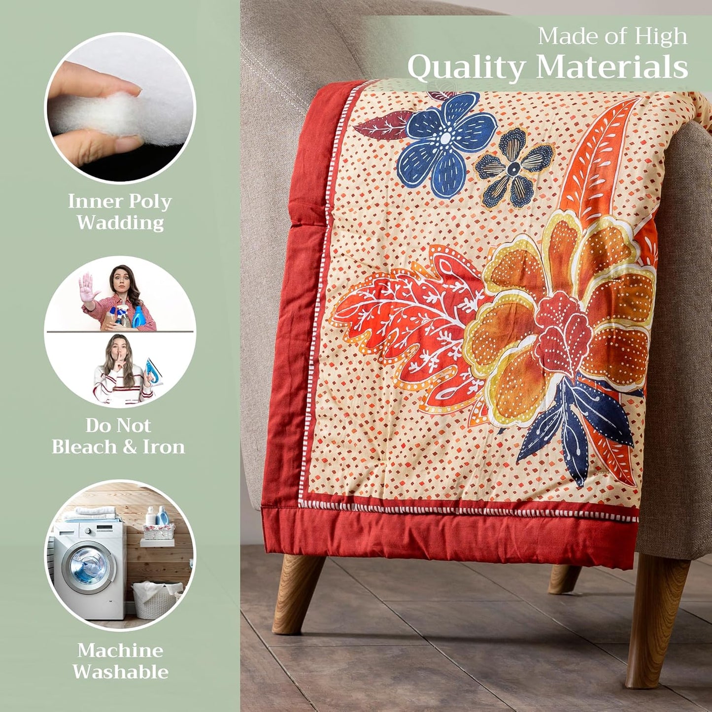 Maison d' Hermine Throw Blanket for Couch Lightweight Soft Warm Breathable Cotton Throw Blankets for Bed Girls Boys Women Men Gifts Sofa Travel Living Room Chair Bedding (50"x60", Kalahari)