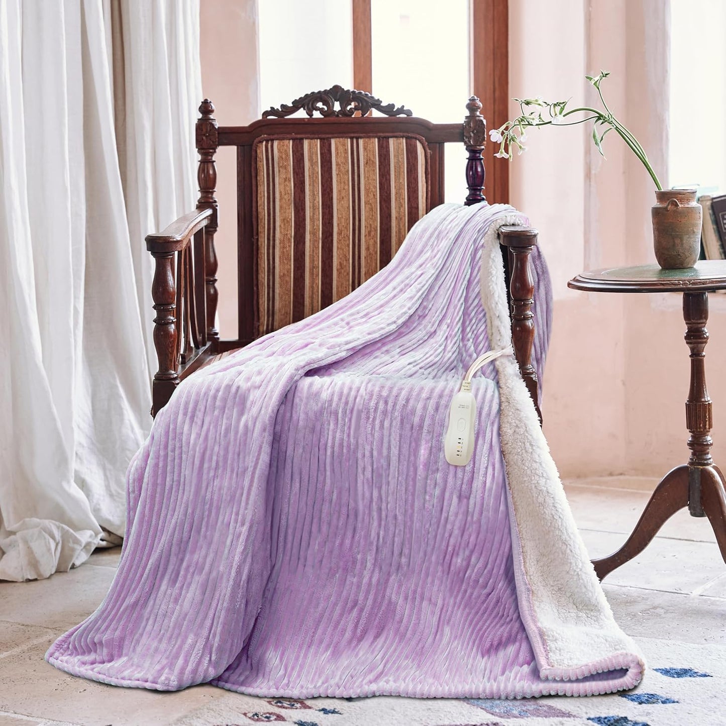 Heated Blanket Electric Blanket Throw 50”X60”-Heating Throw with 5 Heat Settings-3 Hours Auto Off,ETL Certified,Machine Washable (Purple)
