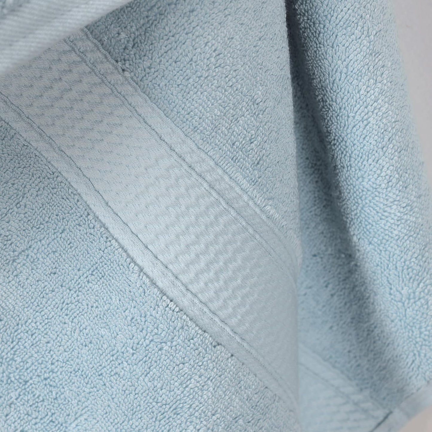 Superior Egyptian Cotton Pile Bath Towel Set of 2, Ultra Soft Luxury Towels, Thick Plush Essentials, Absorbent Heavyweight, Guest Bath, Hotel, Spa, Home Bathroom, Shower Basics, Light Blue