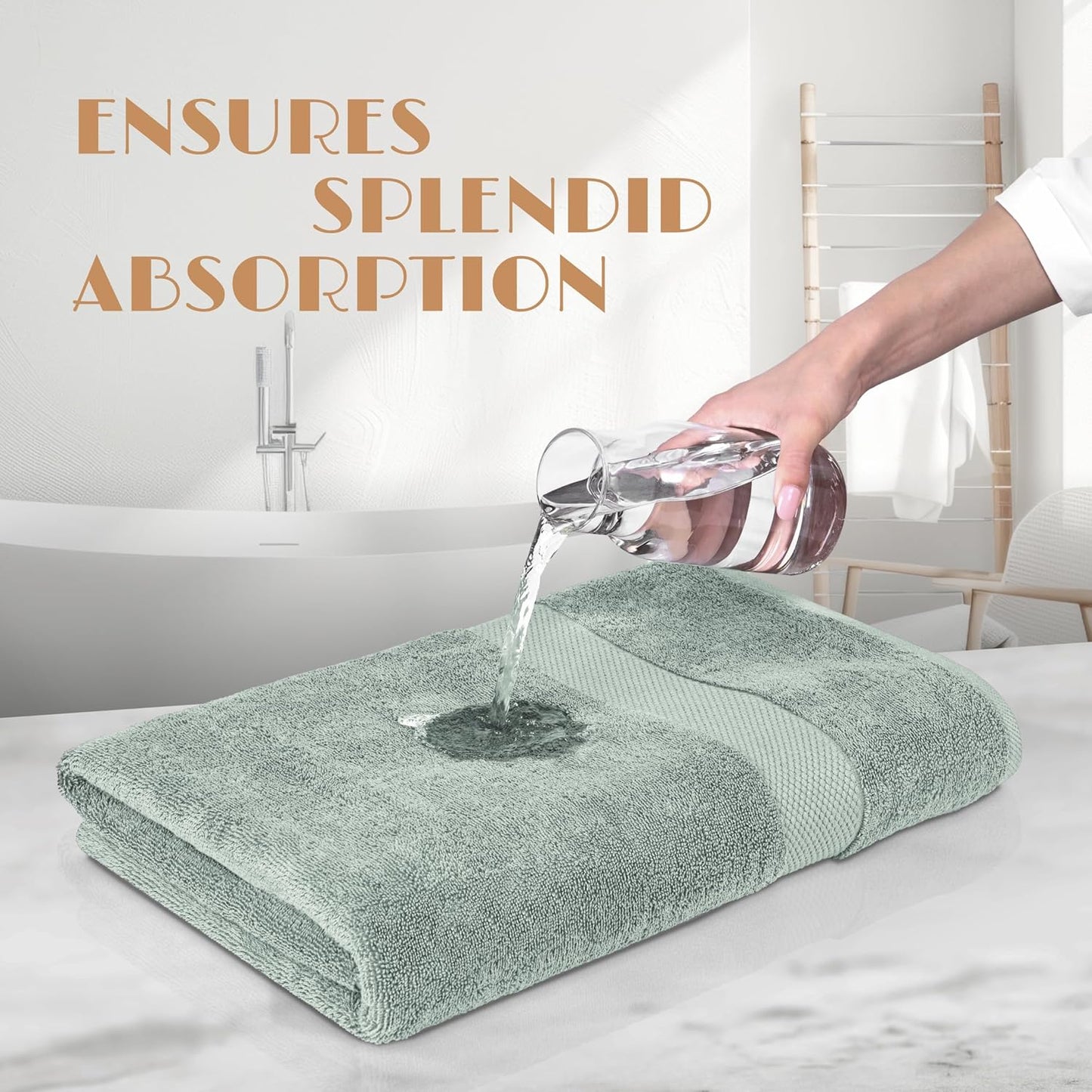 White Classic Luxury Soft Bath Sheet Towels - 650 GSM Cotton Luxury Towels Extra Large 35x70 | Highly Absorbent and Quick Dry | Hotel Quality, Green, 2 Pack