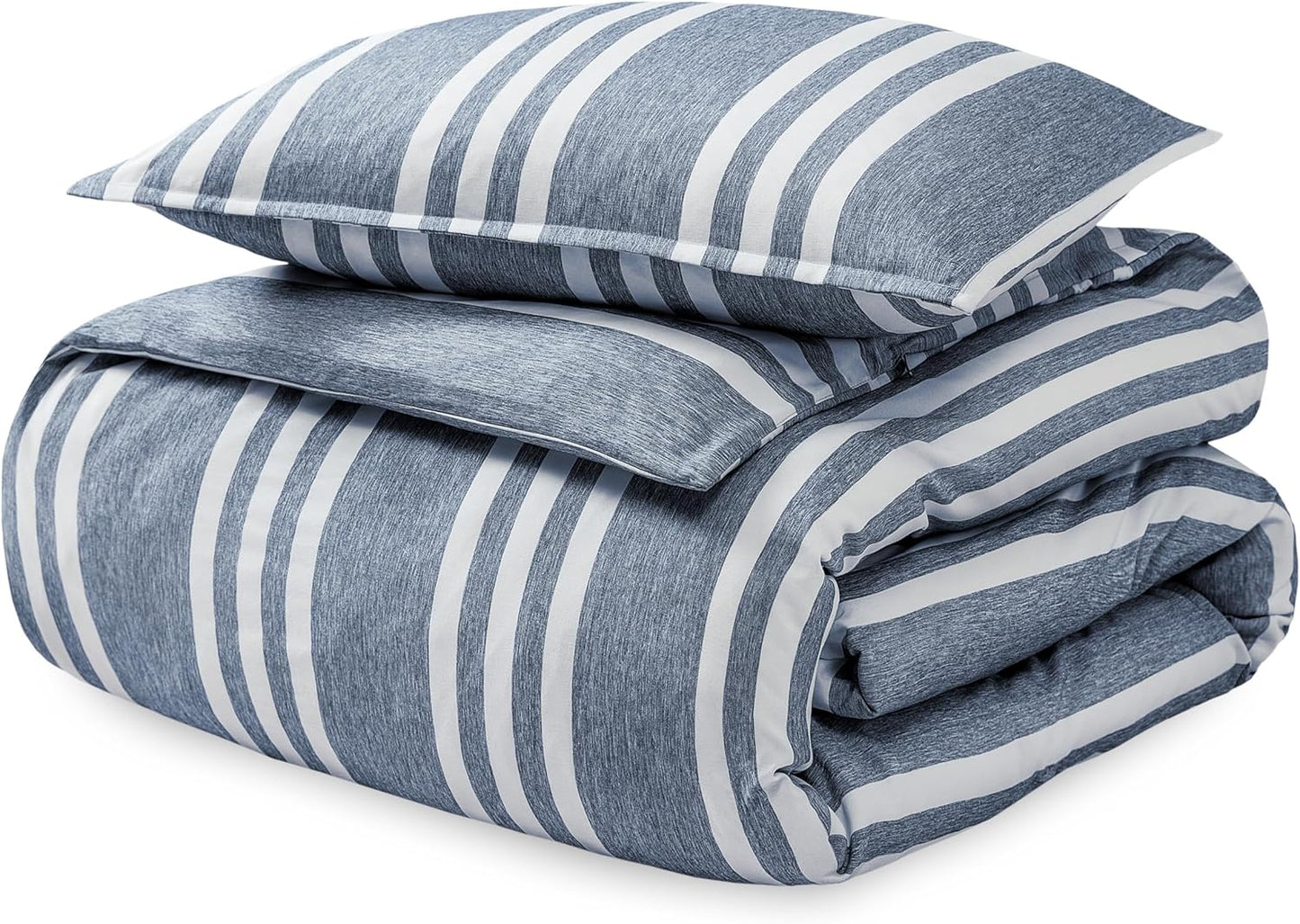 Bare Home Bedding Duvet Cover Extra Long Size - Premium 1800 Super Soft Collection - Lightweight - Soft Textured Duvet Cover (Twin/Twin XL, Stripe - Heathered Midnight Blue)