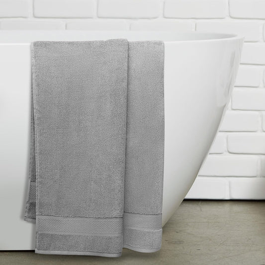 100% Organic Zero-Twist Cotton Towel - Luxury Bath Towel - Ultra Soft & Plush 700GSM Long-Staple Cotton (Pewter Grey)