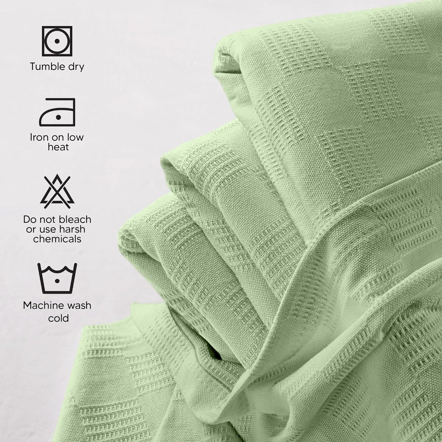 Utopia Bedding Sage Green 100% Cotton Blanket [Twin Size - 90x72 Inch] 350GSM Lightweight, Soft and Breathable Thermal Blanket for All Seasons