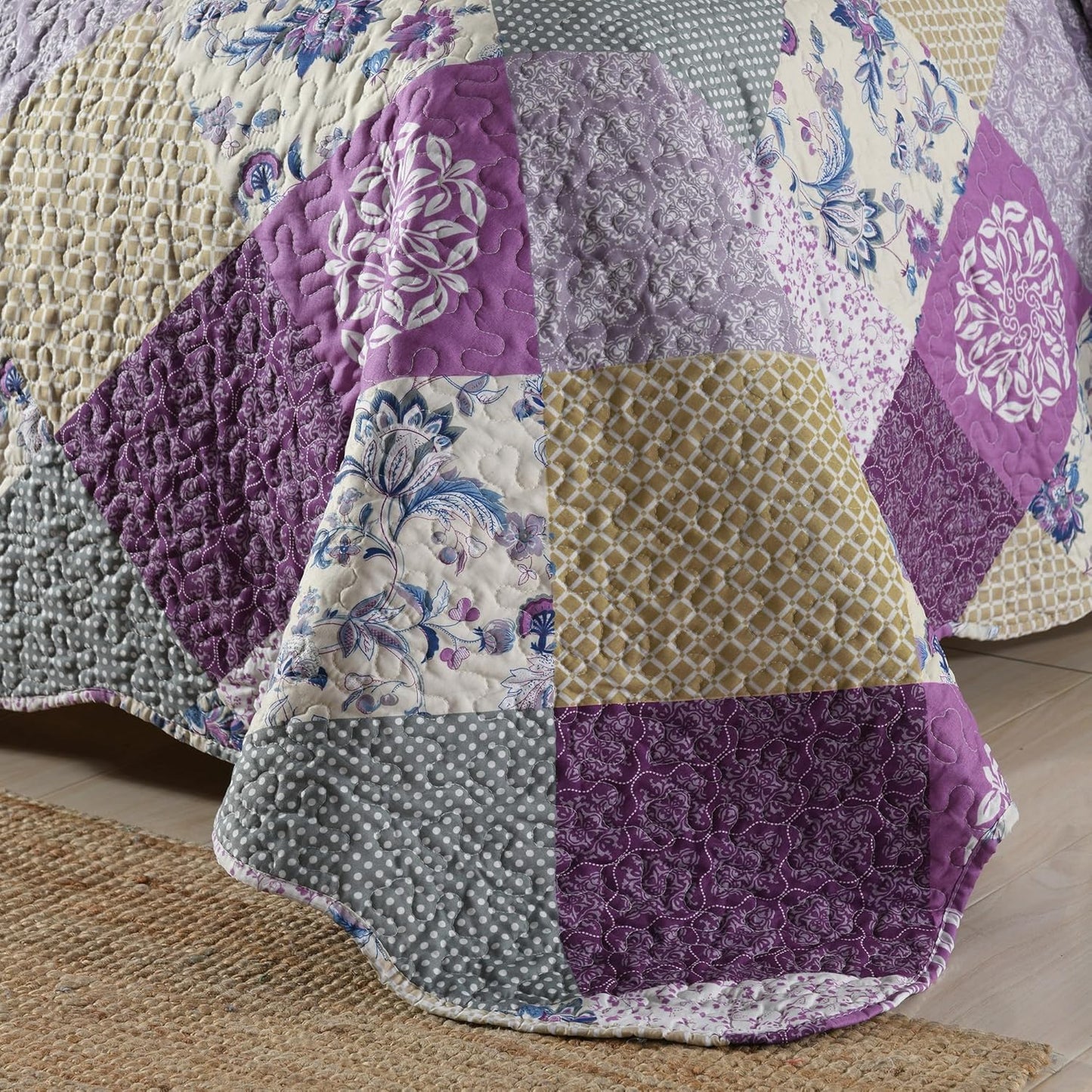 HoneiLife Quilt Set Twin Size - 2 Piece Microfiber Quilts Reversible Bedspreads Patchwork Coverlets Floral Bedding Set All Season Quilts, Late Spring