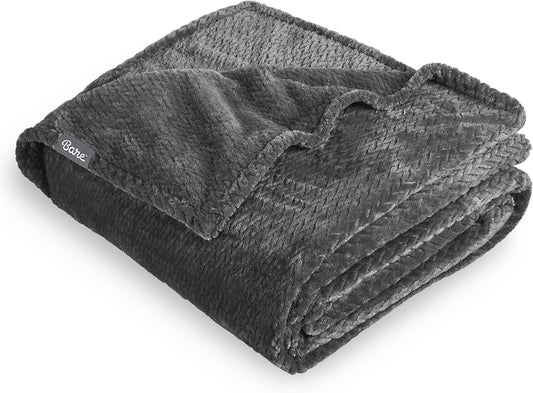 Bare Home Textured Fleece Blanket - Full/Queen - Ultra-Soft Lightweight for Bed, Sofa, and Couch - Luxury Microplush - Cozy Warm Blanket (Full/Queen, Chevron Grey)
