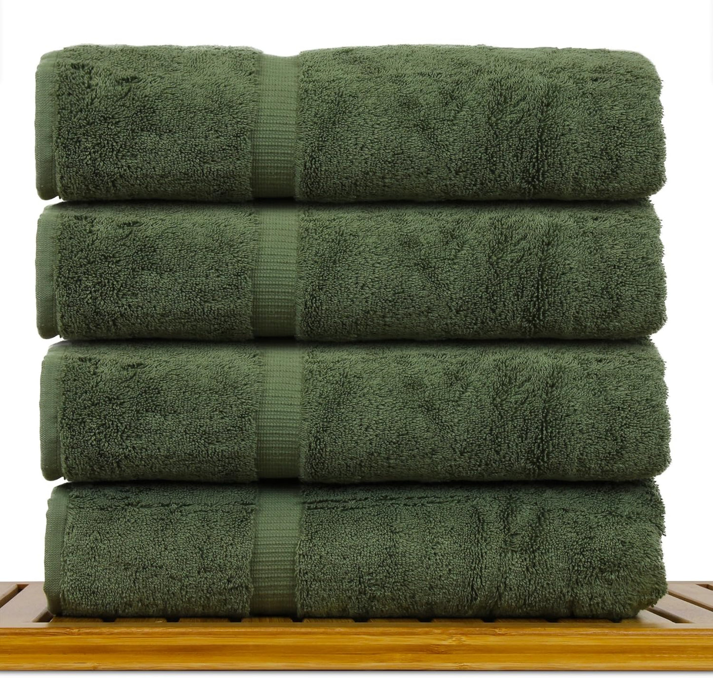 Luxury Hotel & Spa Ultra Soft Bath Towels 100% Turkish Cotton - Moss - Set of 4