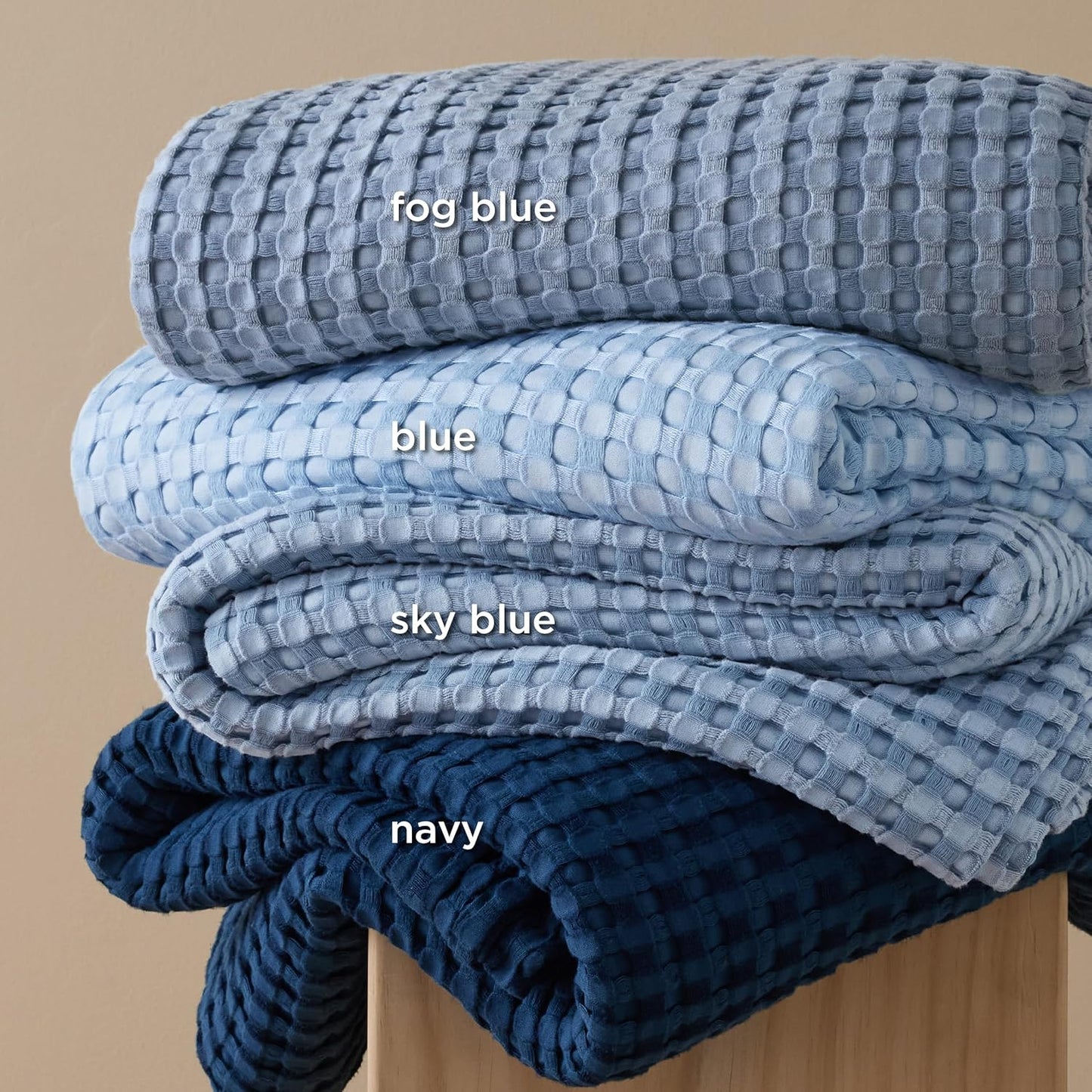 Bedsure Cooling Cotton Waffle King Size Blanket - Lightweight Breathable Blanket of Rayon Derived from Bamboo for Hot Sleepers, Luxury Throws for Bed, Couch and Sofa, Sky Blue, 104x90 Inches