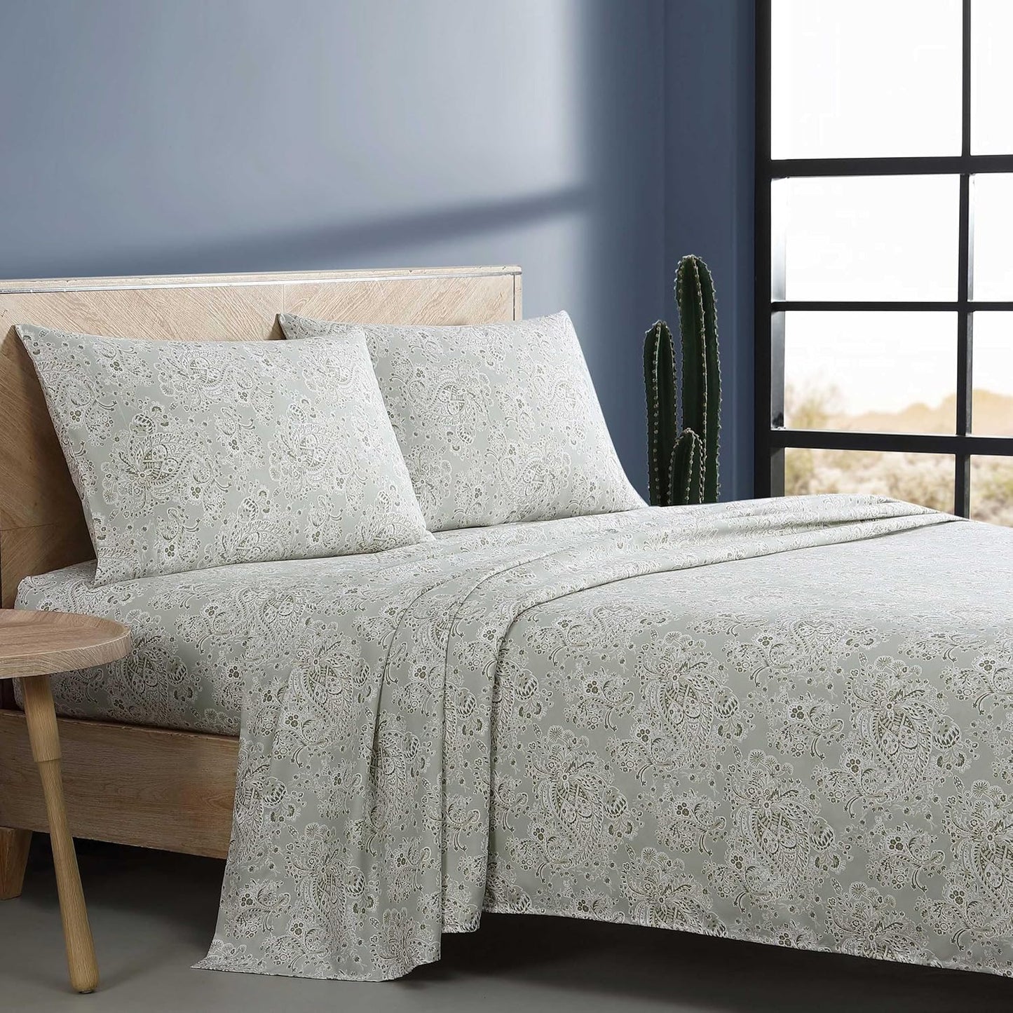 Wrangler - Queen Bed Sheets, Ultra-Soft & Lightweight Bedding with Matching Pillowcases, Lightweight Bed Set for All Season Comfort, Oeko-Tex Certified (Prairieland Paisley Green)