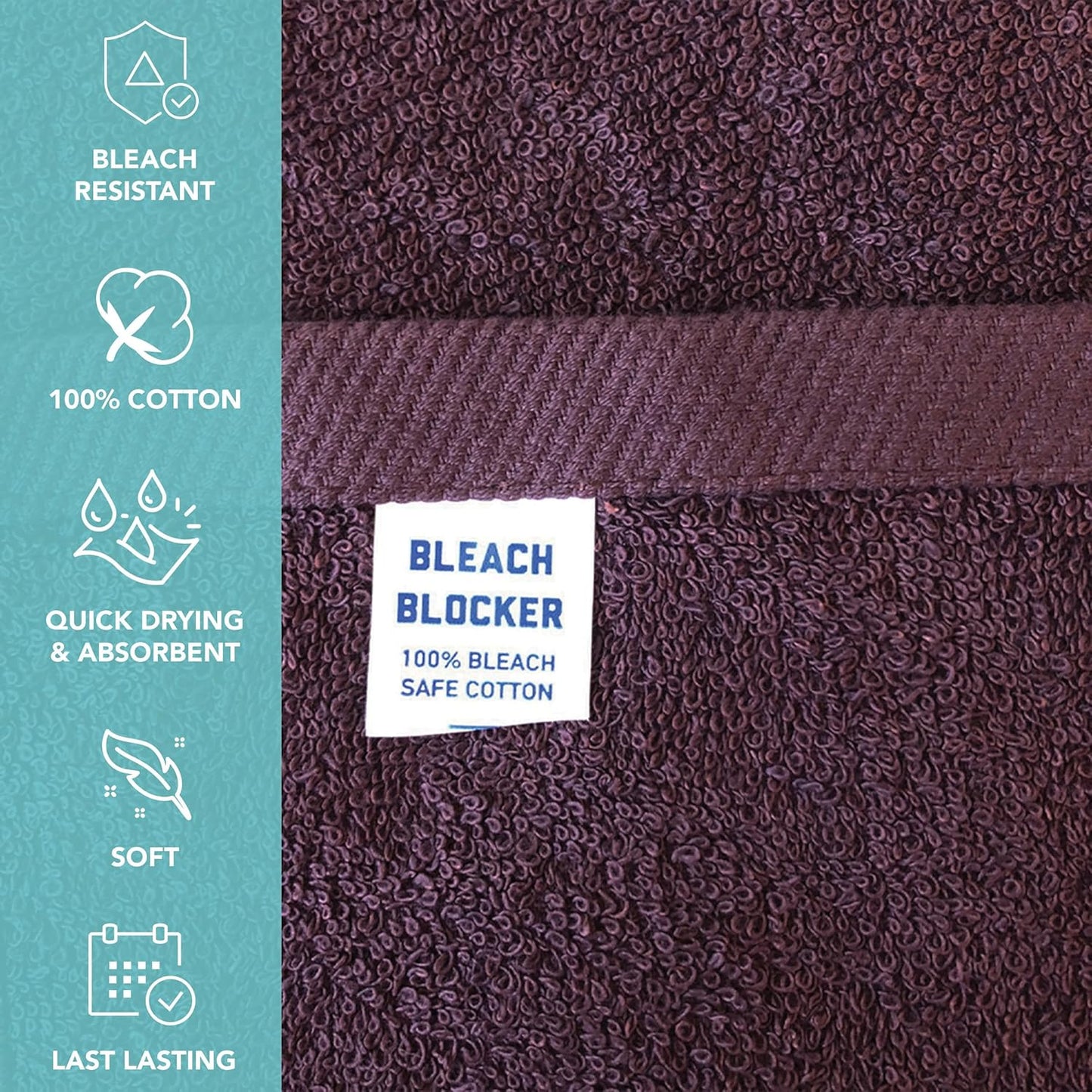 Arkwright Bleach Proof Salon Towels - Pack of 12 - Highly Absorbent, 100% Cotton, Quick Dry Spa Face Towel for Hair Stylist, Barber, Pedicure, and Esthetician, 16 x 27 in, Eggplant