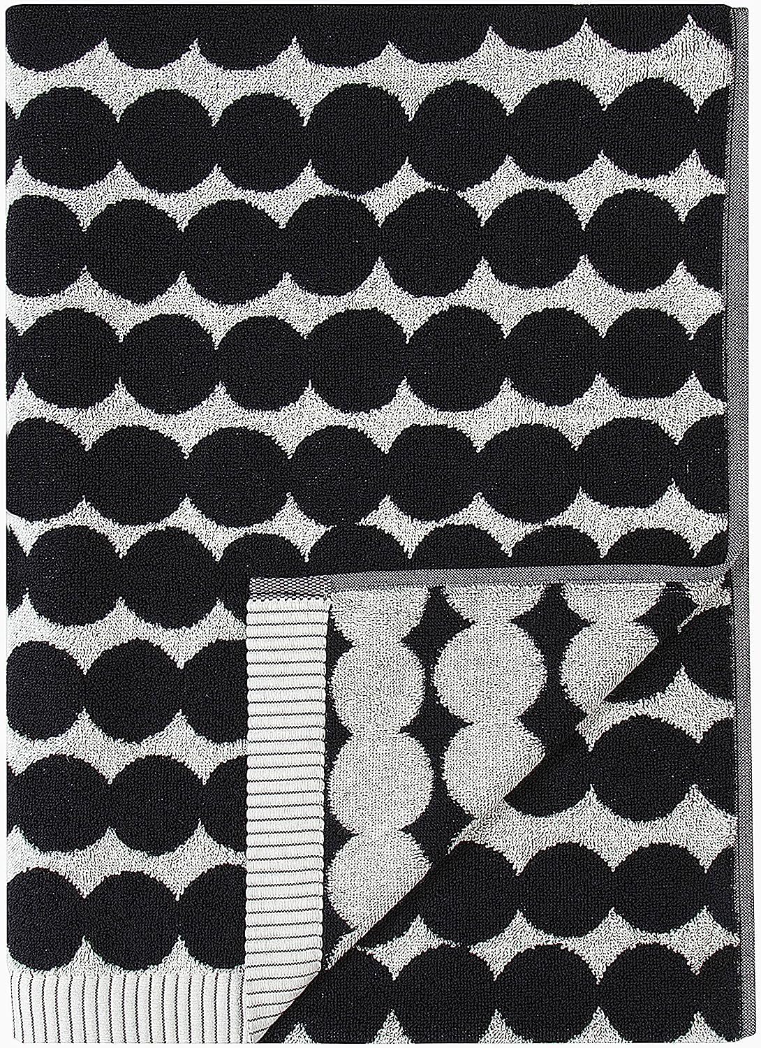 MARIMEKKO Räsymatto Terry Cotton Bath Towel – Polka Dot Patterned Bath Towels – 59 in x 28 in