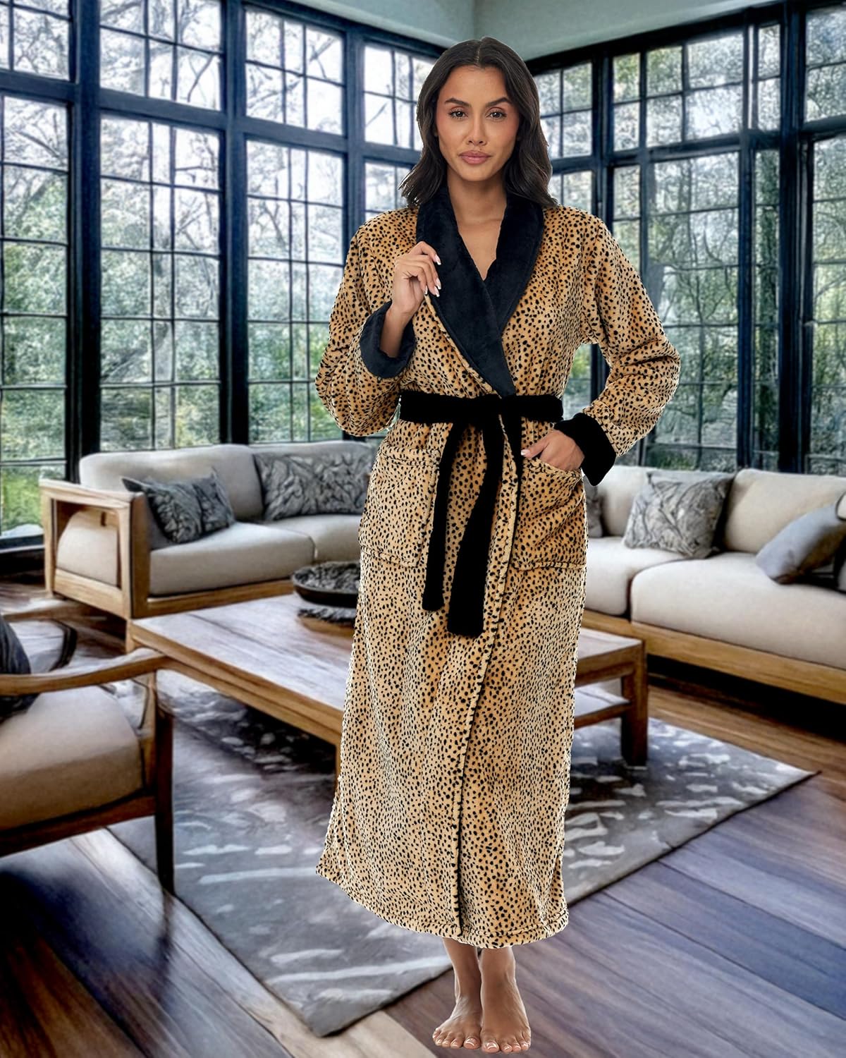 Alexander Del Rossa Plush Robe for Women, Long Fleece Winter Bath Robe, Plus Size