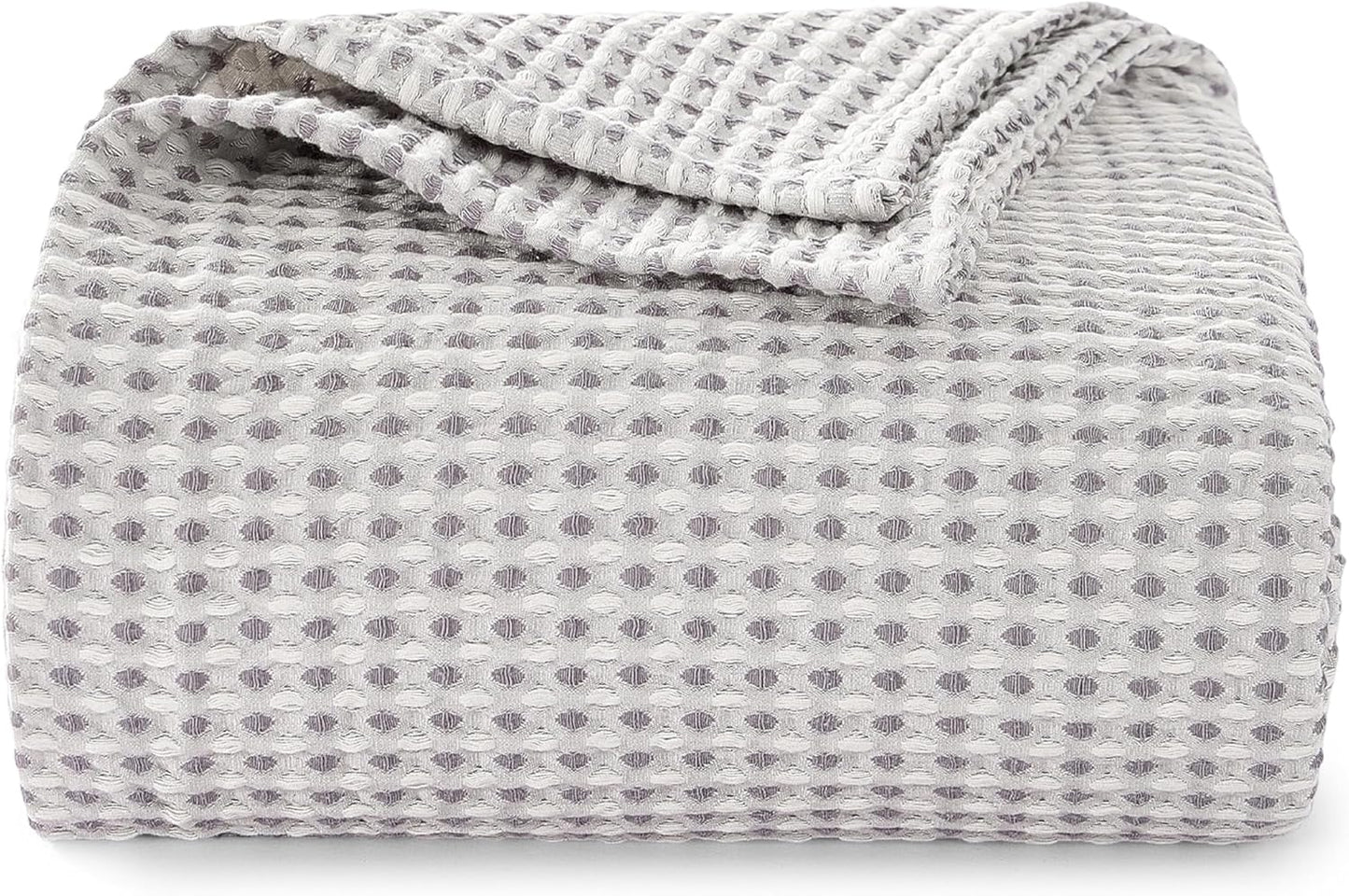 EGOHOME 100% Cotton Waffle Blanket Twin Size for Bed-Breathable and Lightweight,Soft Dual-Tone Textured Jacquard Waffle Weave Blankets for All Season,Sleet Grey,60 x 80 Inches