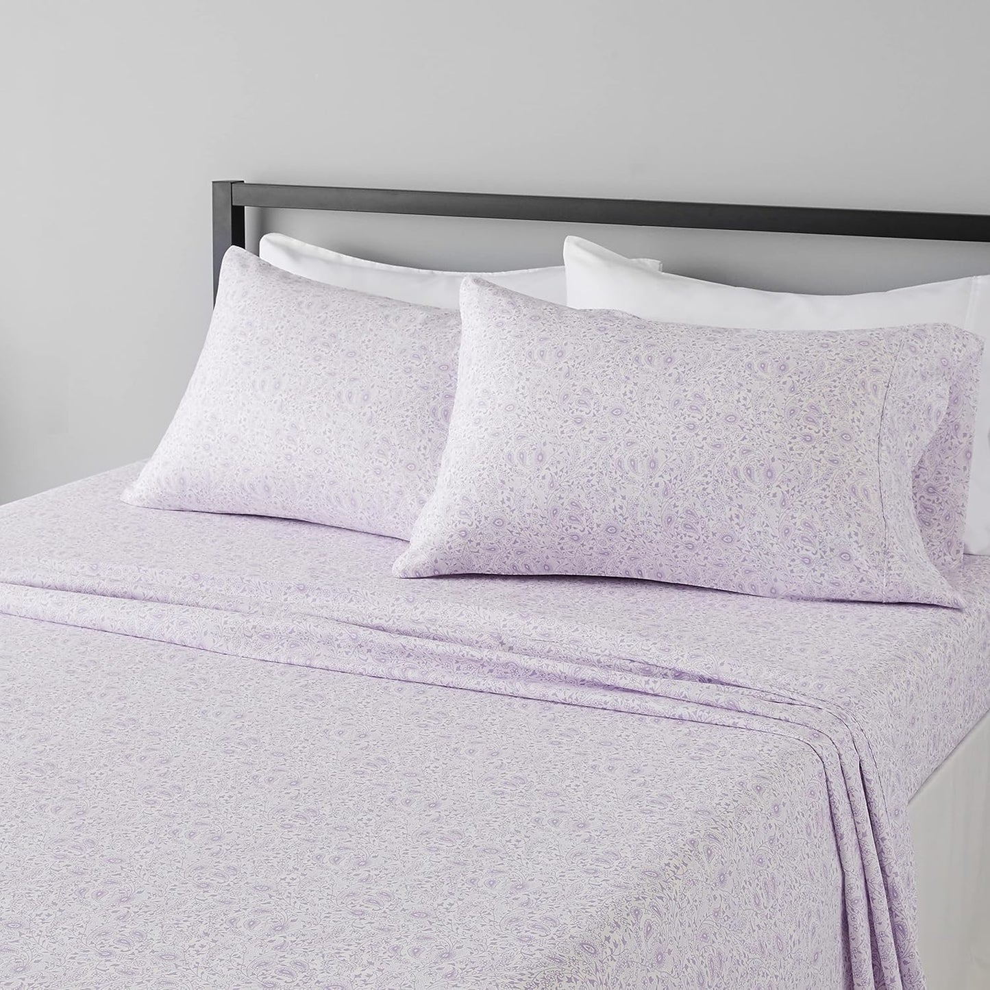 Amazon Basics Lightweight Super Soft Easy Care Microfiber Bed Sheet Set with 14" Deep Pockets - Full, Lavender Paisley