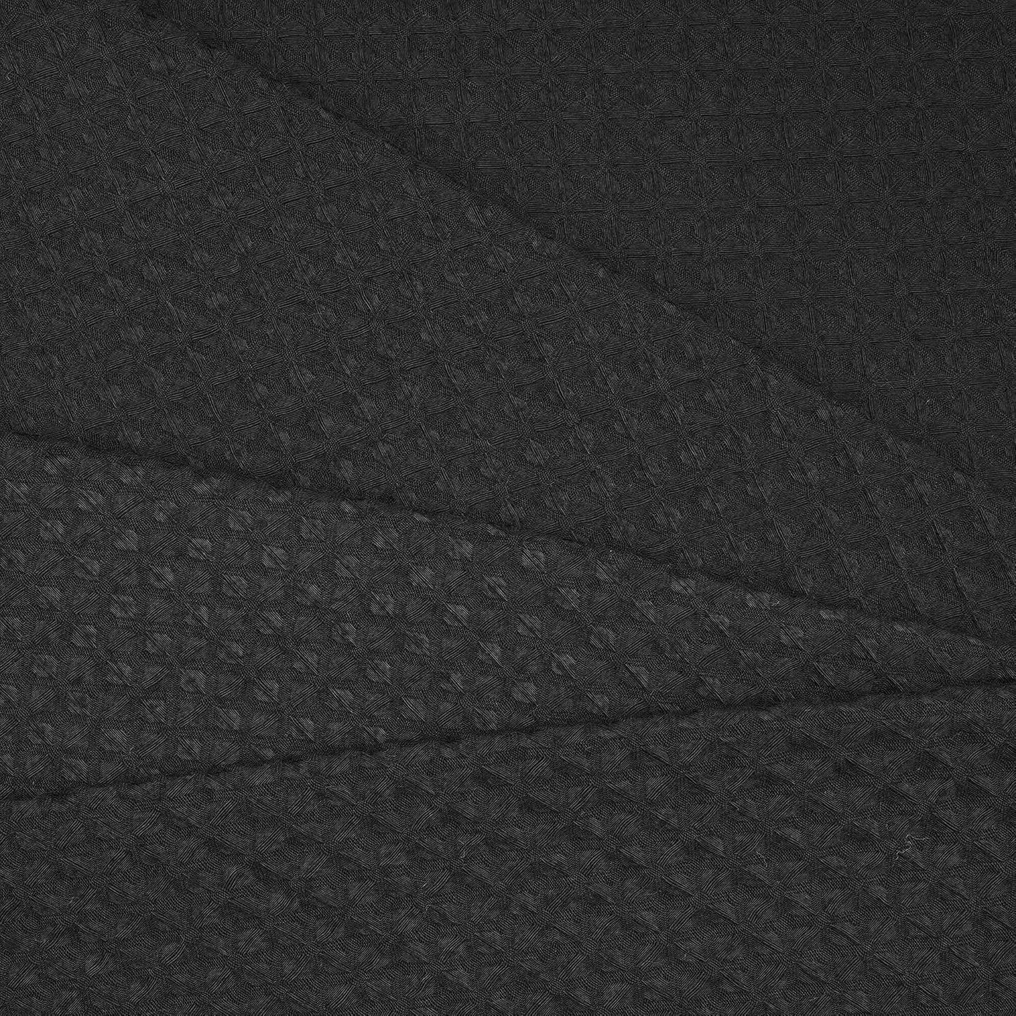 River Dream Black Fabric Shower Curtain Set, Cotton Blend, Waffle Weave, with Snap in Replacement Liner，54 x 80 inches