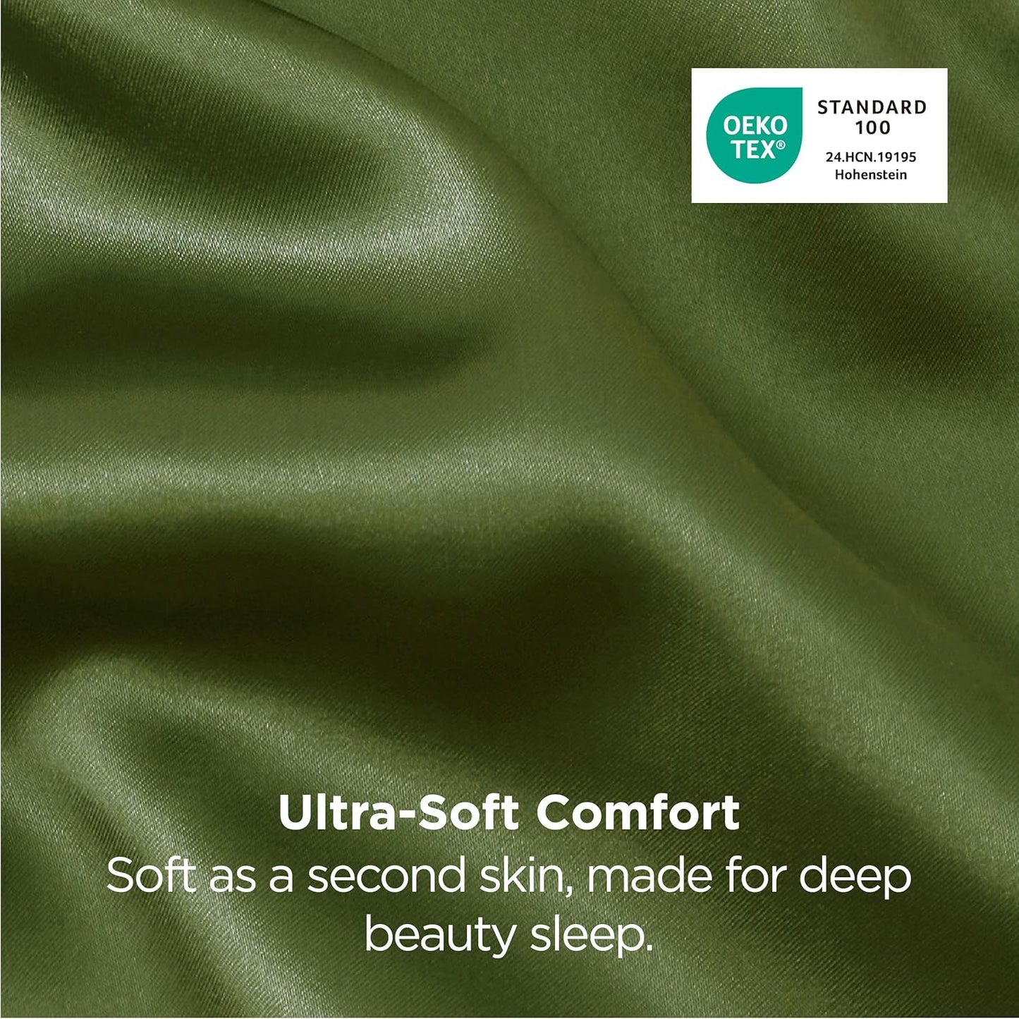Bedsure Satin Pillowcase 2 Pack Similar to Silk Pillow Cases Standard Size, Pillow Case for Sleeping Women with Envelope Closure, Gifts for Women Men, Moss, 20x26 Inches, 2pcs