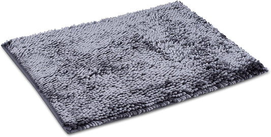 Internet's Best Microfiber Chenille Bath Mat - Non Slip Bathroom Rug - Soft Absorbent Carpet - Fast Drying Shower (24 x 17, Gray)