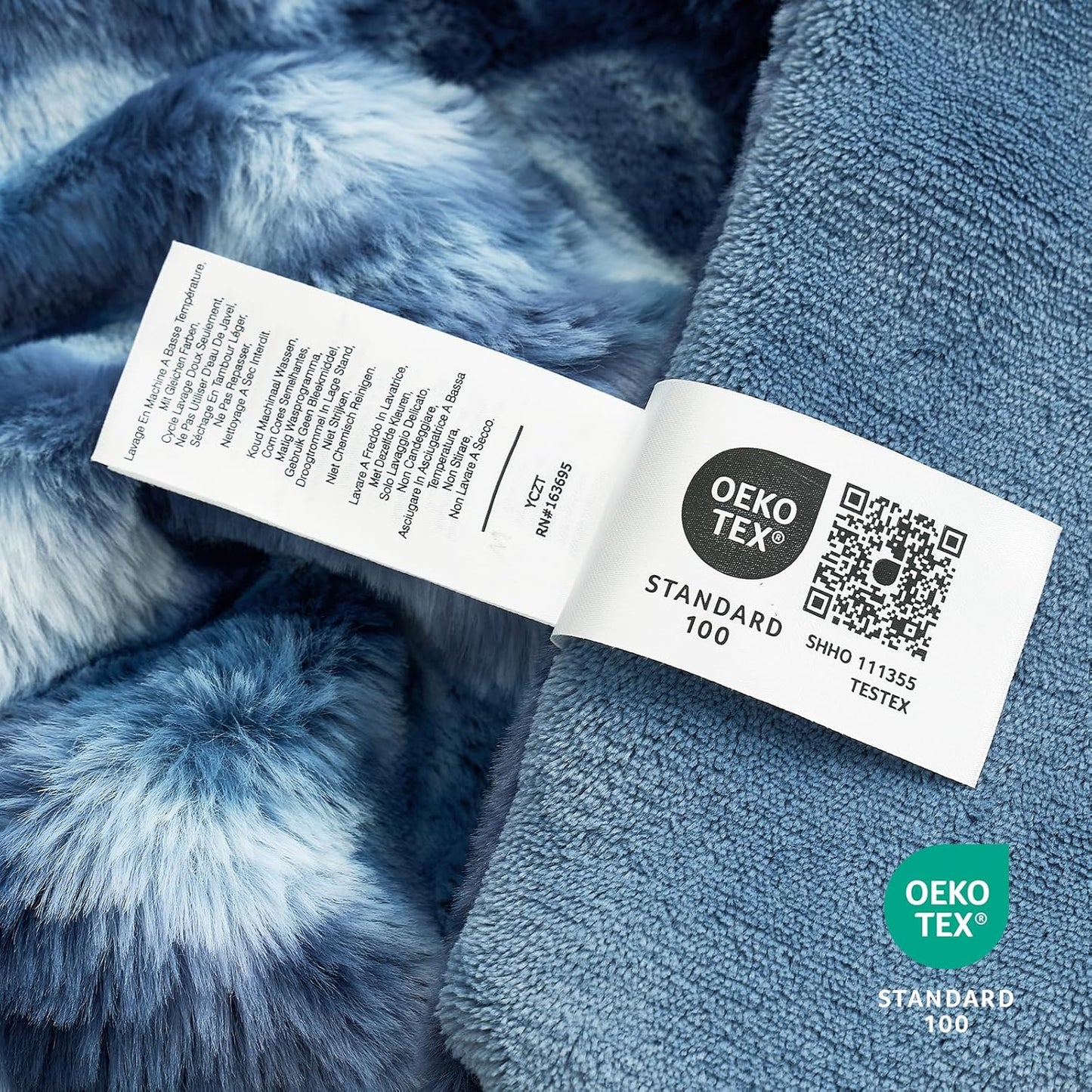 Cozy Bliss Faux Fur Throw Blanket for Couch, Fuzzy Soft Plush Thick Striped Blanket for Sofa Bedroom Living Room, 60 * 80 Inches Tie-dye Blue