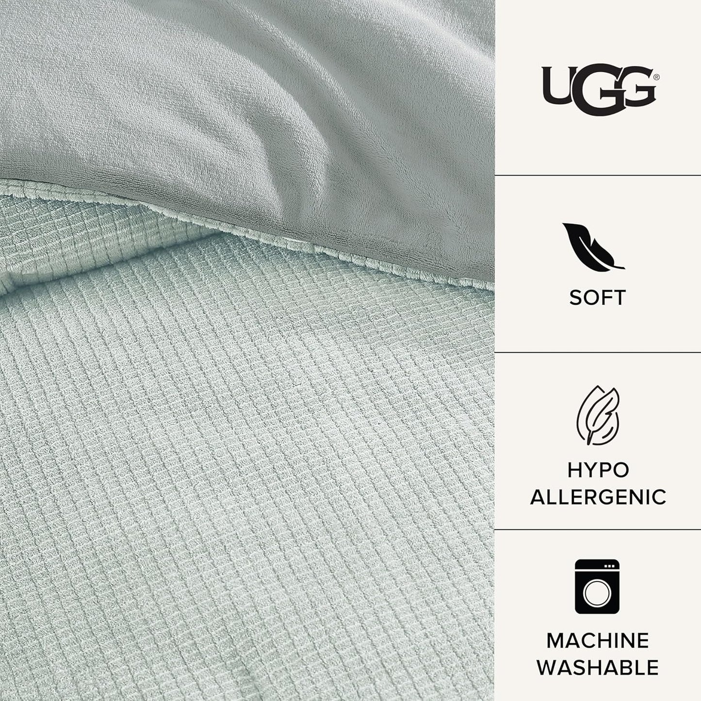 UGG Remina Comforter Set 5 Piece Bed in a Bag with Throw Blanket, Decorative Pillow, Shams, and Reversible Comforter Hypoallergenic Washable Luxury Fluffy Bedding Set, King, Blue Green Clear Creek