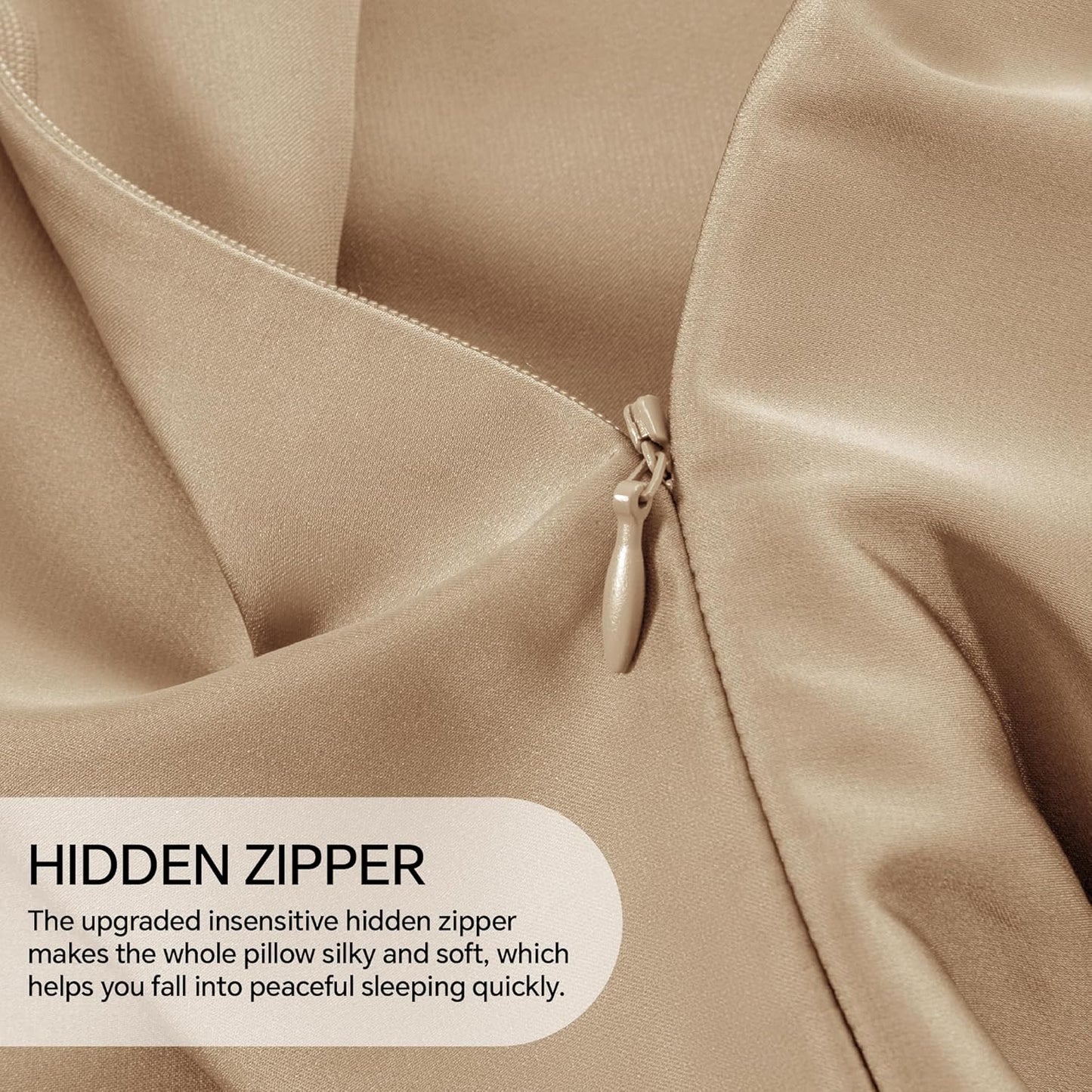 INFIIXSO Silk Pillow Cases 2 Pack Standard Size, Ultra Smooth & Soft Mulberry Silk Pillow Case for Hair and Skin, Breathable Cooling Silk Pillowcase with Hidden Zipper (Champagne, 20x26 Inches)