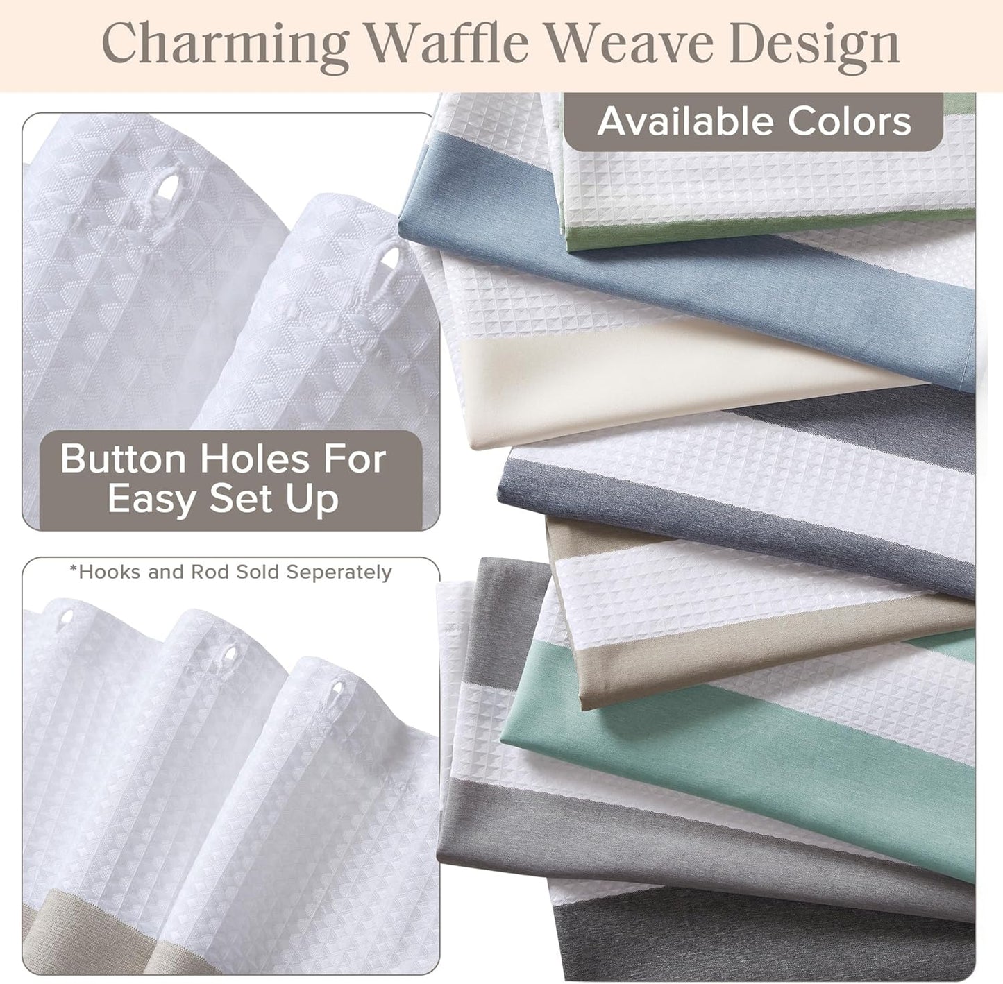 Madison Park Shower Curtain Spa Waffle Weave Stall Shower Curtain for Bathroom 3M Scotchgard Moisture Management, Spa Quality Modern Shower Curtains for Bathroom, Stall 36x72'' Taupe