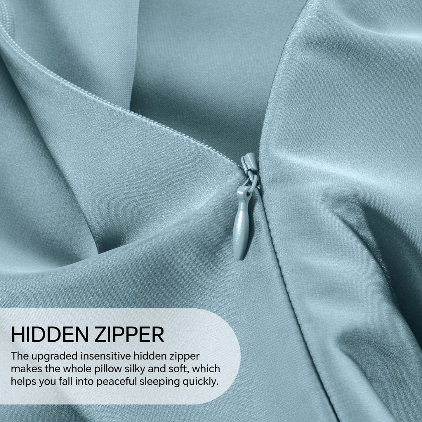 INFIIXSO Mulberry Silk Pillowcase for Hair and Skin, Silk Pillow Cases King Size with Hidden Zipper 20x40 Inches, Extraordinary Smooth and Soft Cooling Pillow Cases for Hot Sleepers(Airy blue, 1 Pack)
