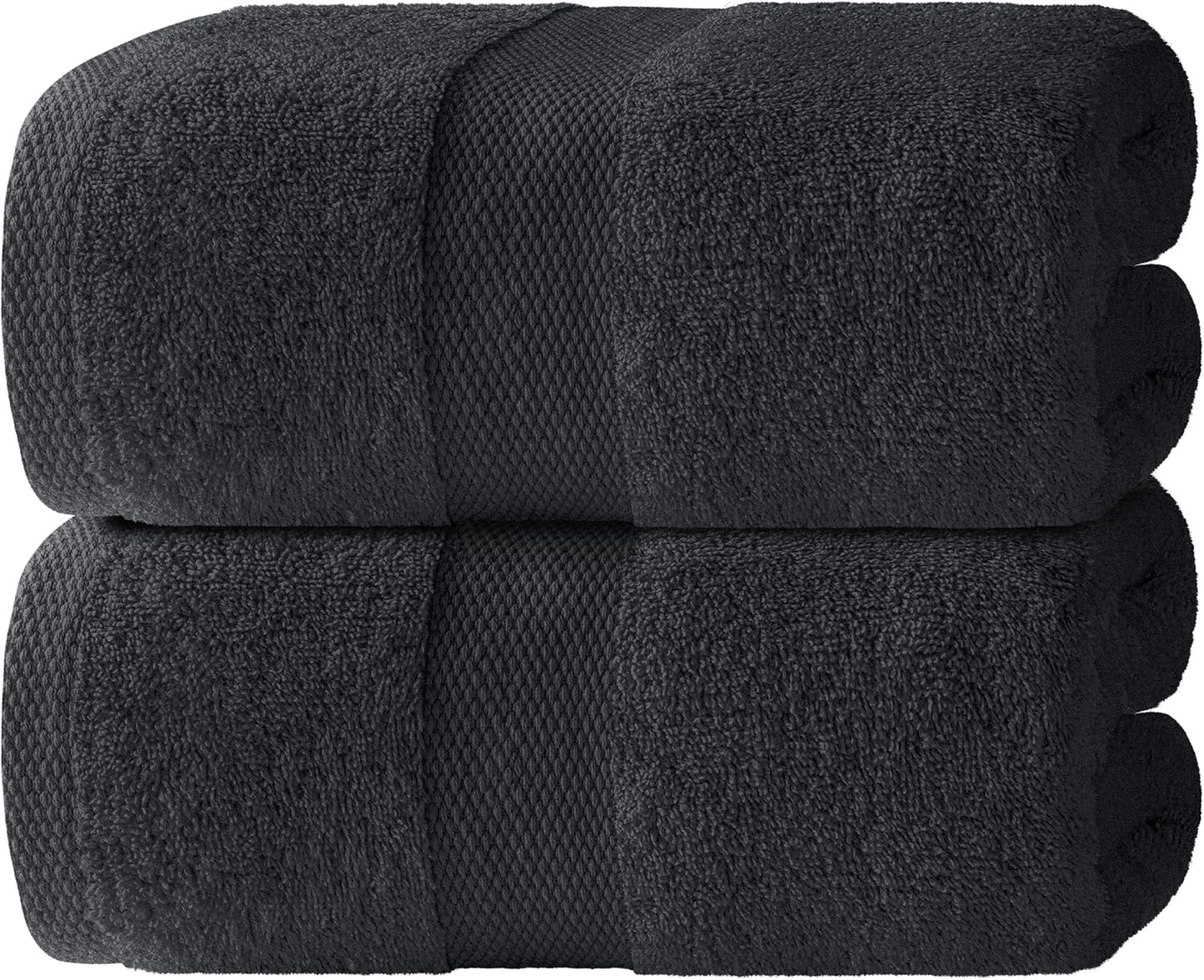 White Classic Luxury Soft Bath Sheets Set - 650 GSM Cotton Luxury Bath Towels Extra Large 35x70 | Highly Absorbent and Quick Dry | Hotel Quality Extra Large Towels Oversized, Black, 2 Pack