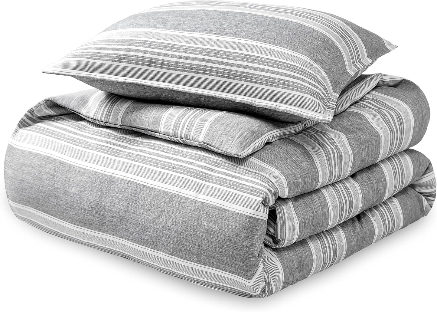 Bare Home Duvet Cover - Extra Long Size Bedding Set - Premium 1800 Super Soft Collection - Lightweight, Cooling - Soft Breathable Duvet Cover (Twin/Twin XL, Stripe - Heathered Charcoal)