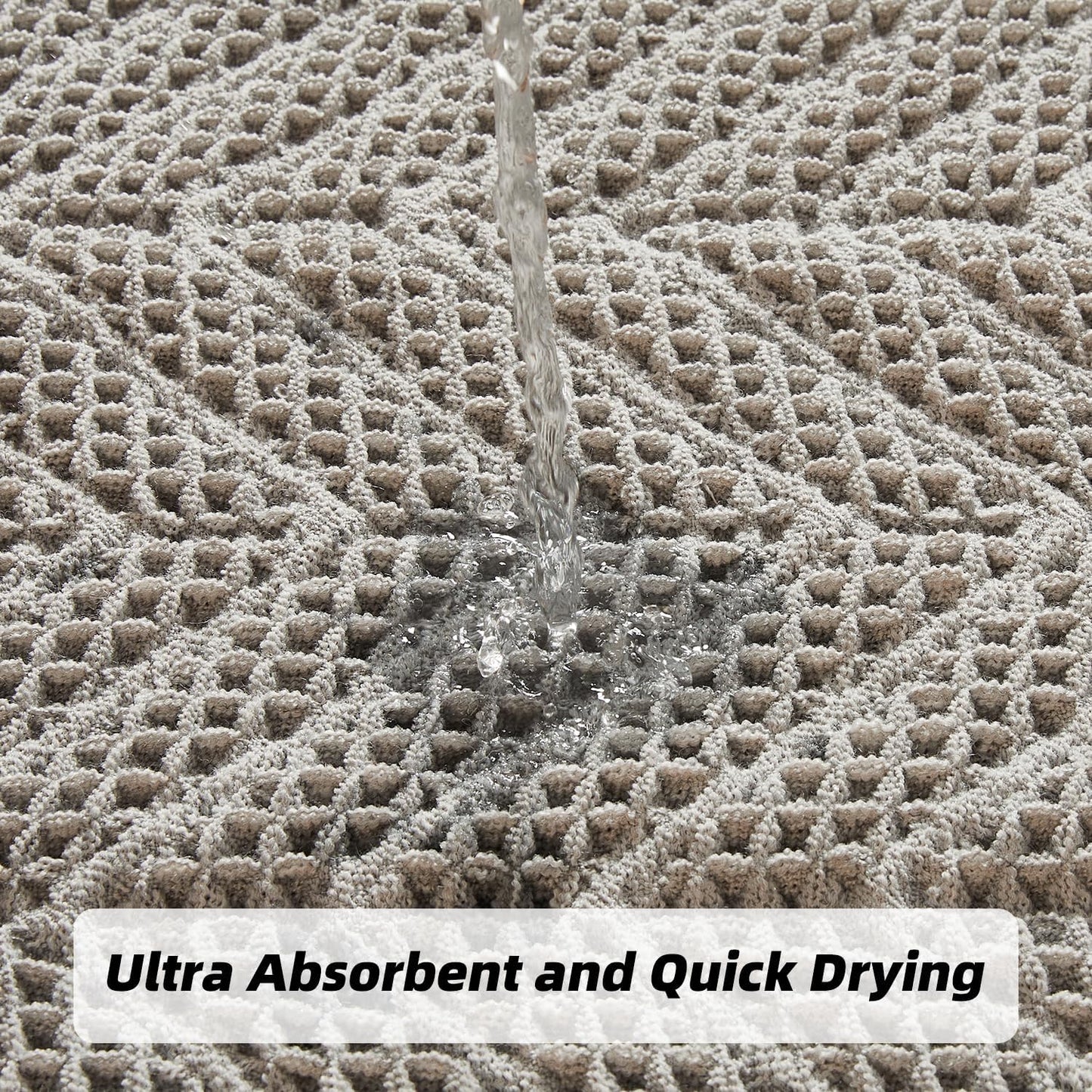 Upgraded Bath Mat, Non Slip, Machine Washable - Super Absorbent Waffle Weave, Rubber Backed, Ultra Soft - Gray, 17" x 24"