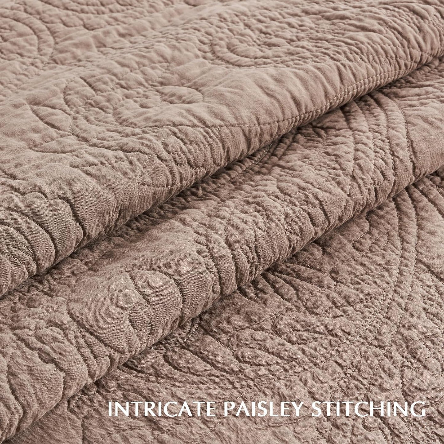 EVERGRACE 100% Cotton Paisley Quilt Set, Queen Size 3 Piece Set – Prewashed Lightweight Bedspread with 2 Shams, Soft & Breathable Matelasse Coverlet for All-Season Comfort, Dusty Brick