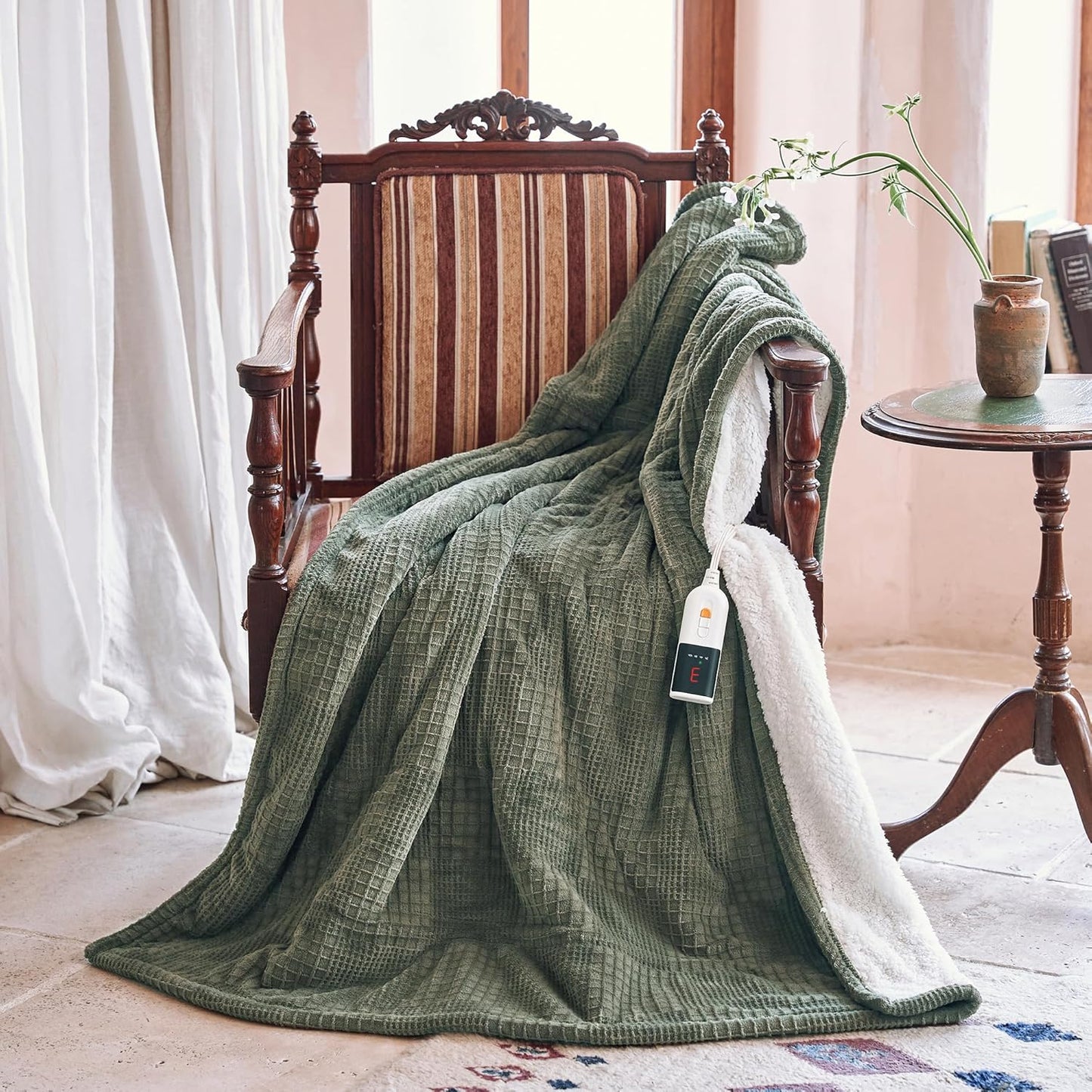 Heated Blanket Electric Blanket Throw 50''X60''-Heating Throw with 9 Heat Settings-2-10 Hours Auto Off,ETL Certified,Machine Washable (Gray Green)