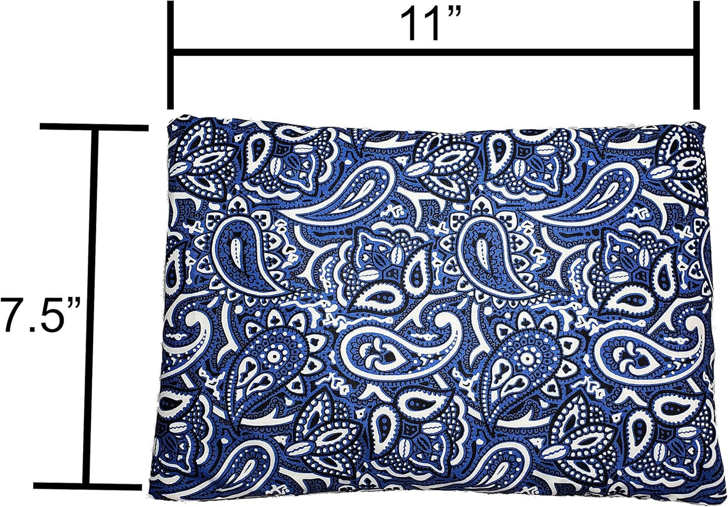 Microwavable Corn Filled Heating Pad and Cold Pack/Washable 100% Cotton Cover (Bandana - Navy, 7.5in W x 11in L)