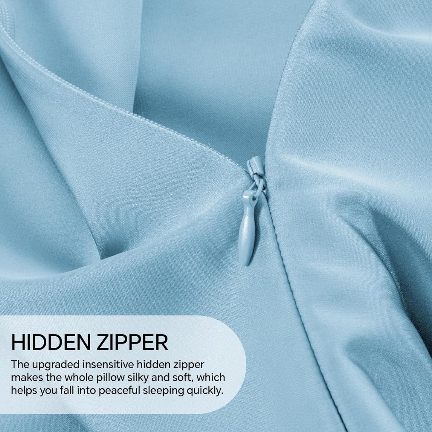 INFIIXSO Mulberry Silk Pillow Cases King Size Set of 2, Silk Pillowcase with Hidden Zipper 20"x36", Extraordinary Smooth and Soft Pillow Case for Hair and Skin(Light Blue, 2 Pack)