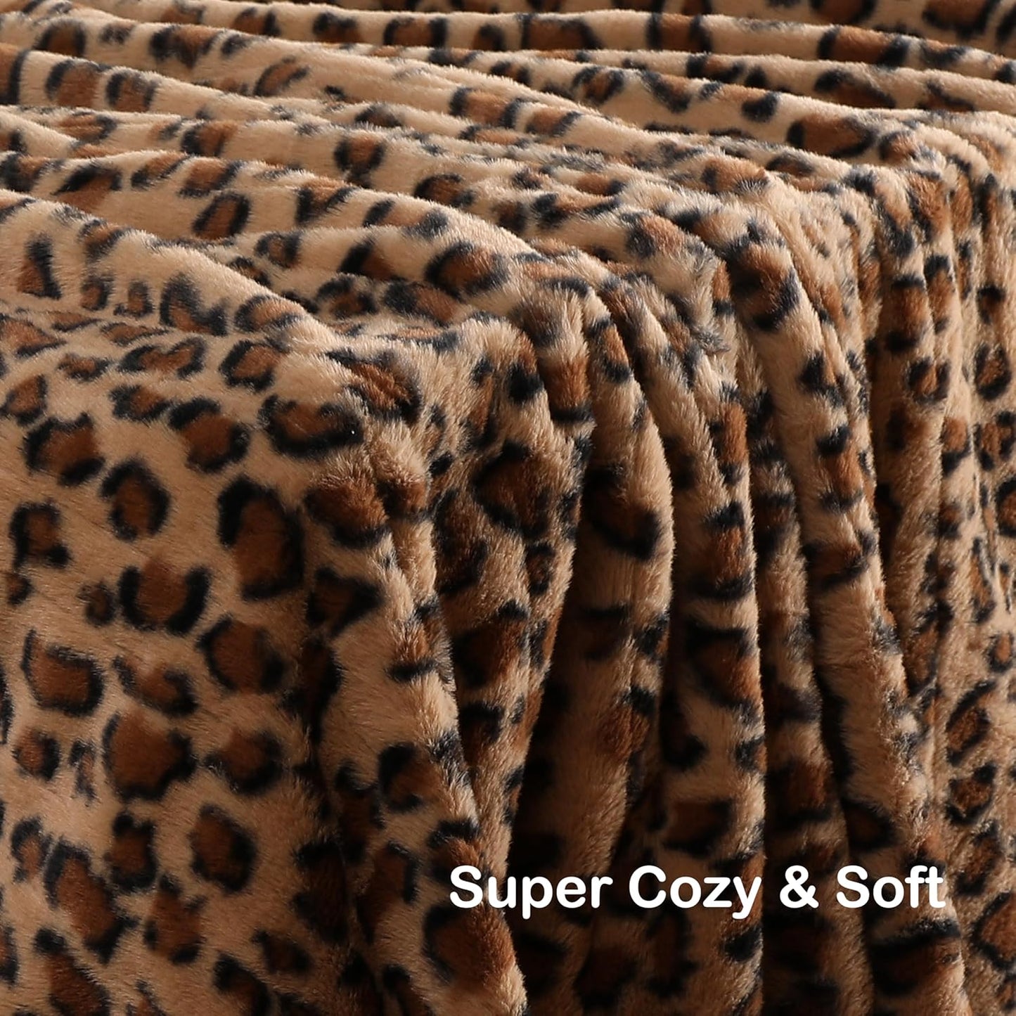 Electric Heated Blanket Full Size 72"x84", Cozy Large Oversized, 6 Heating Levels & 1-10 Hours Auto Off, Machine Washable, Brown Leopard Print