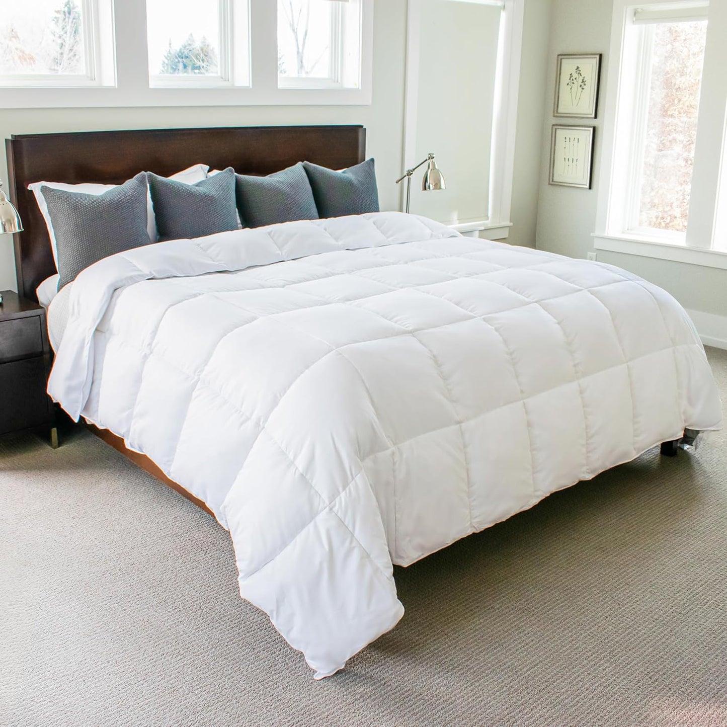 Gray Eagle Oversized King Comforter 108" x 90" – Extra Large Synthetic Down Duvet Insert – Ultra Soft Microfiber, All-Season, Lightweight & Fluffy – Hotel-Quality, Machine Washable, White