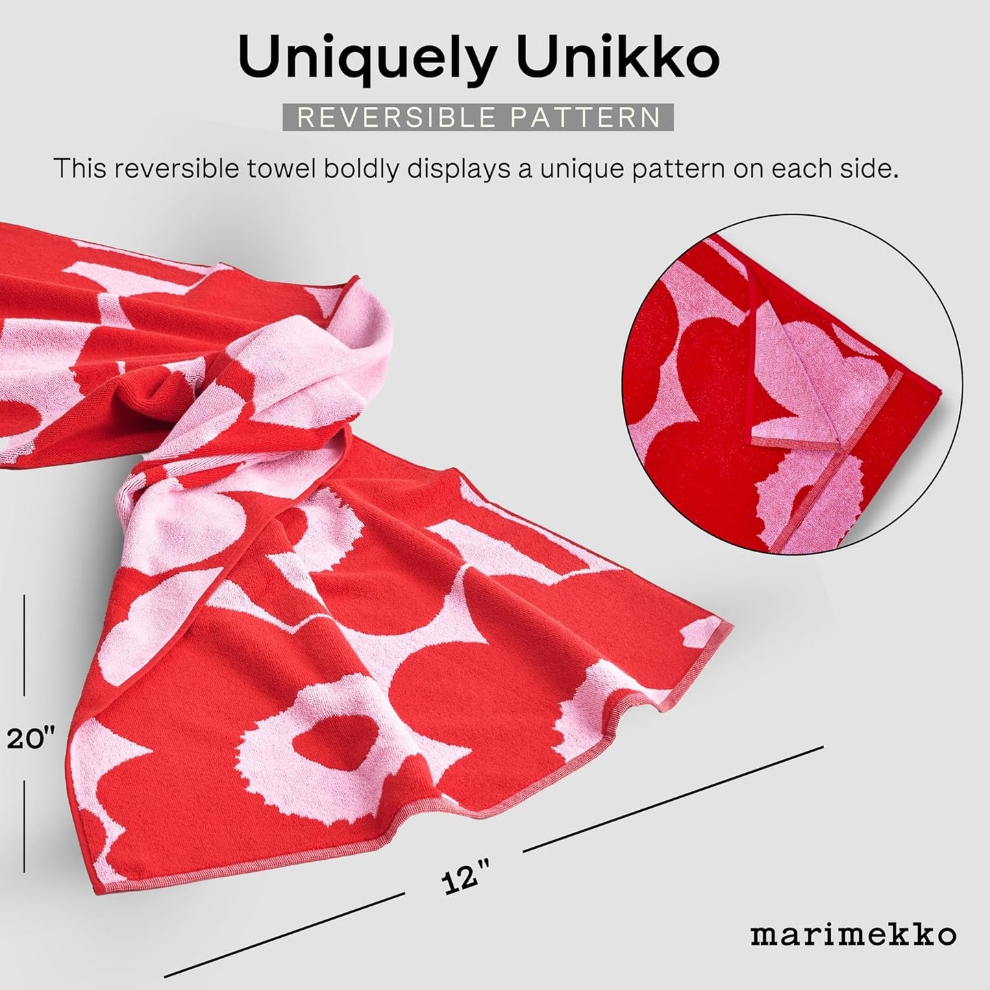 MARIMEKKO Unikko Terry Cotton Guest Towel (Blue) – Floral Patterned Guest Towels – 20 in x 12 in