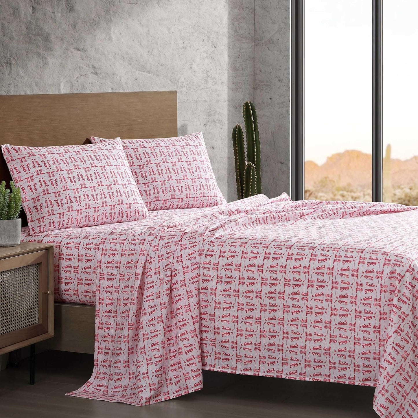 Wrangler - Full Bed Sheets, Ultra-Soft & Lightweight Bedding with Matching Pillowcases, Lightweight Bed Set for All Season Comfort, Oeko-Tex Certified (Knockin Boots Pink)