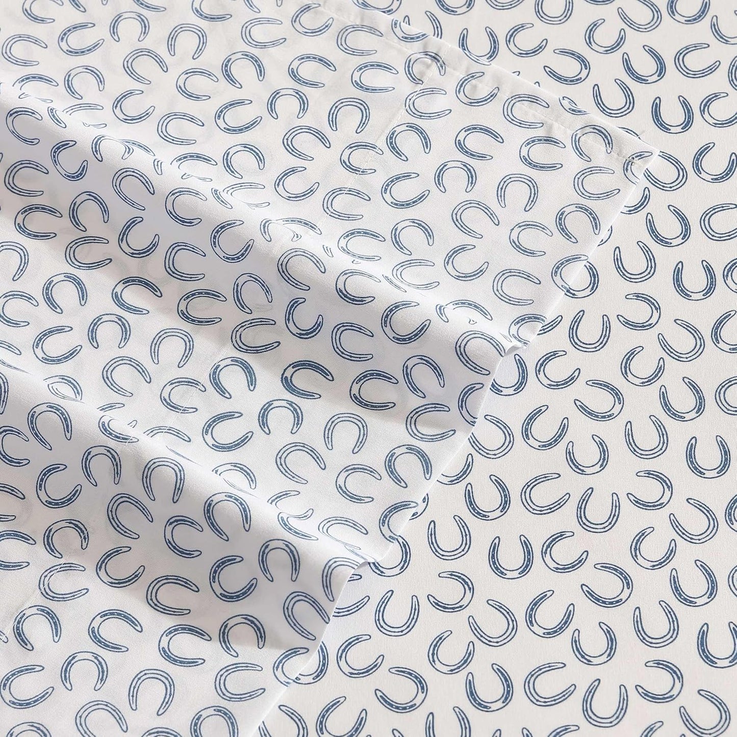 Wrangler - King Sheet Set, Super Soft & Cozy Bedding with Matching Sham(s), Casual Luxurious Bedding Set, Yellowstone Inspired, Oeko-Tex Certified (Horseshoe Blue, King)