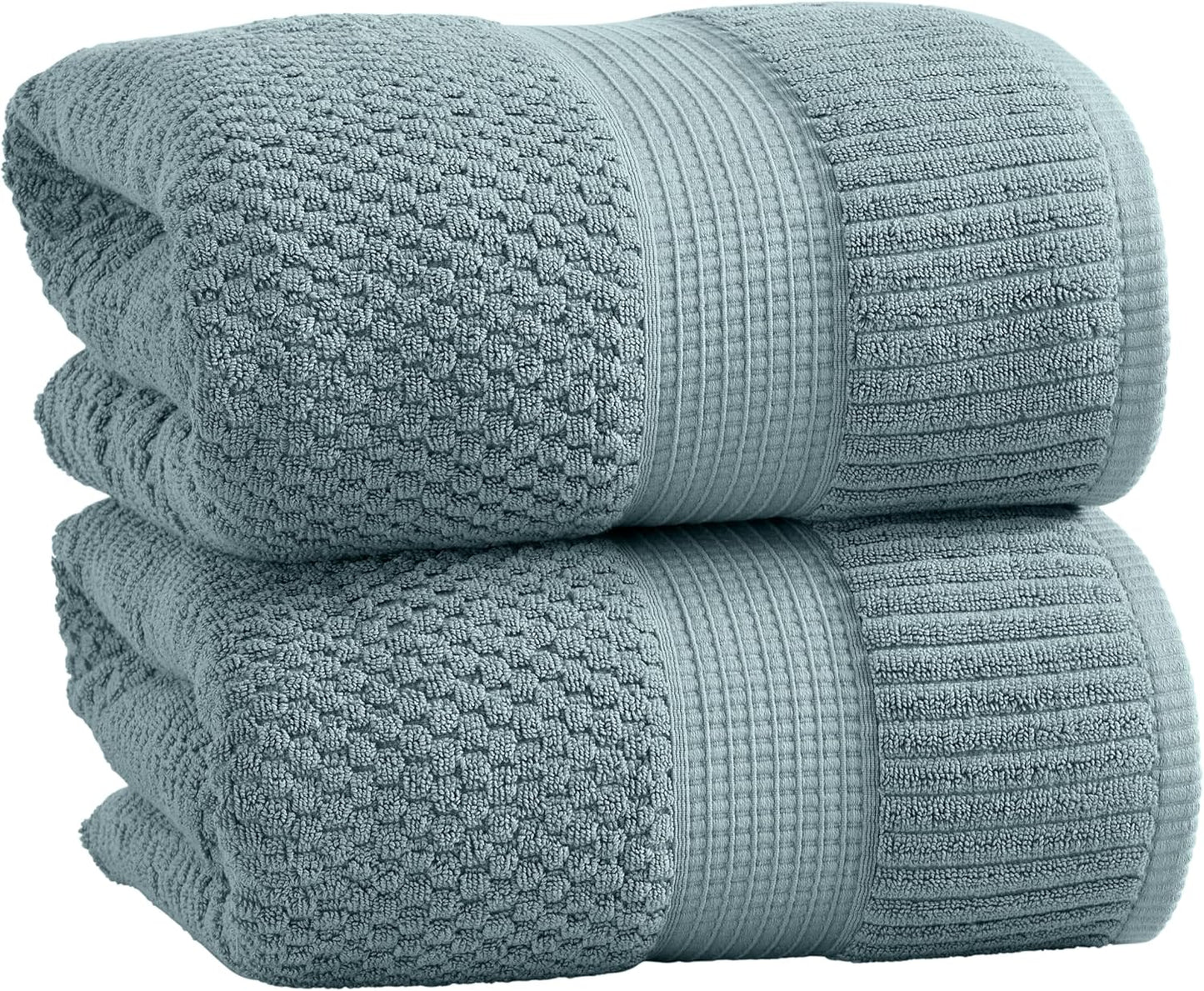 NY Loft 100% Cotton 2 Pack Bath Sheet Towel Set | Extra Large Oversize Bath Towels | Absorbent & Quick-Dry | Textured and Durable Cotton | Stormy Sea