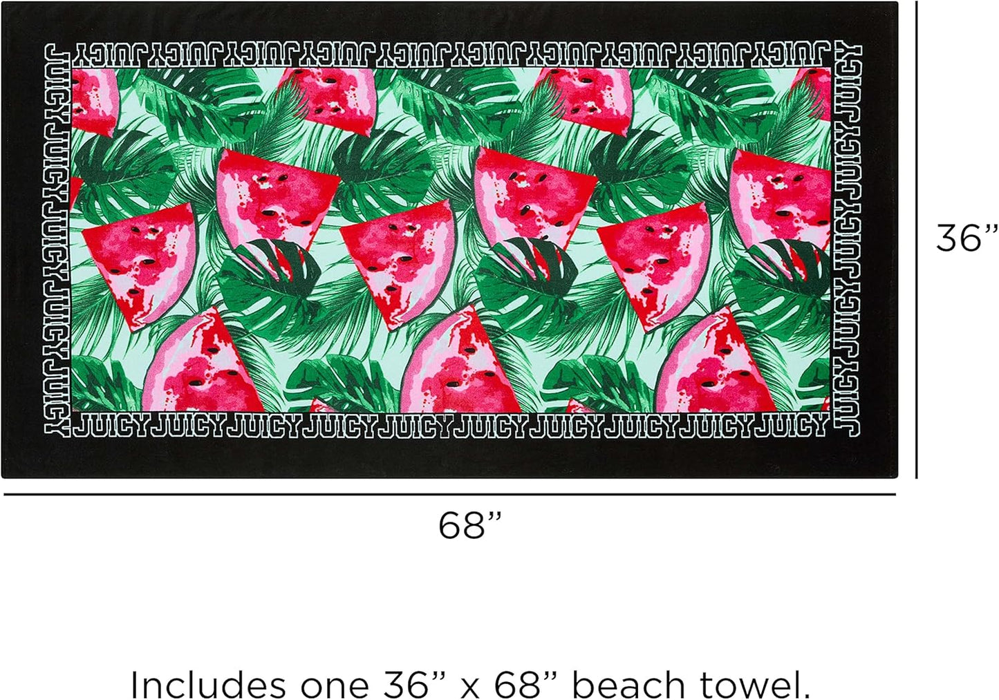 Juicy Couture 100% Cotton Extra Large Beach Towels Oversized Clearance, Pool Towels, Bath Towels - Lightweight & Quick Dry - 36" x 68" (1 Pack) - Pink Flamingo Stripe Pattern Adults Towel