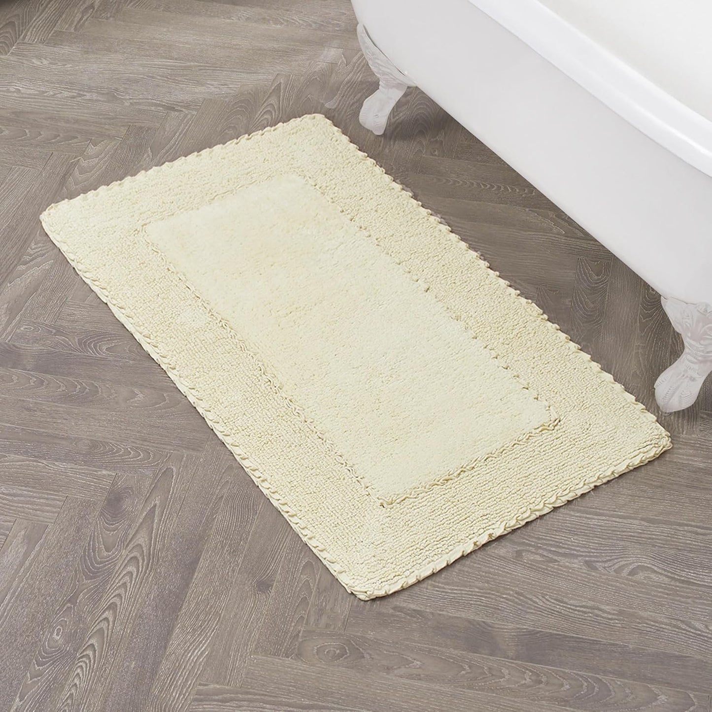 Laura Ashley Ruffle Border Yellow 27"x 45" 100% Cotton Bath Rug